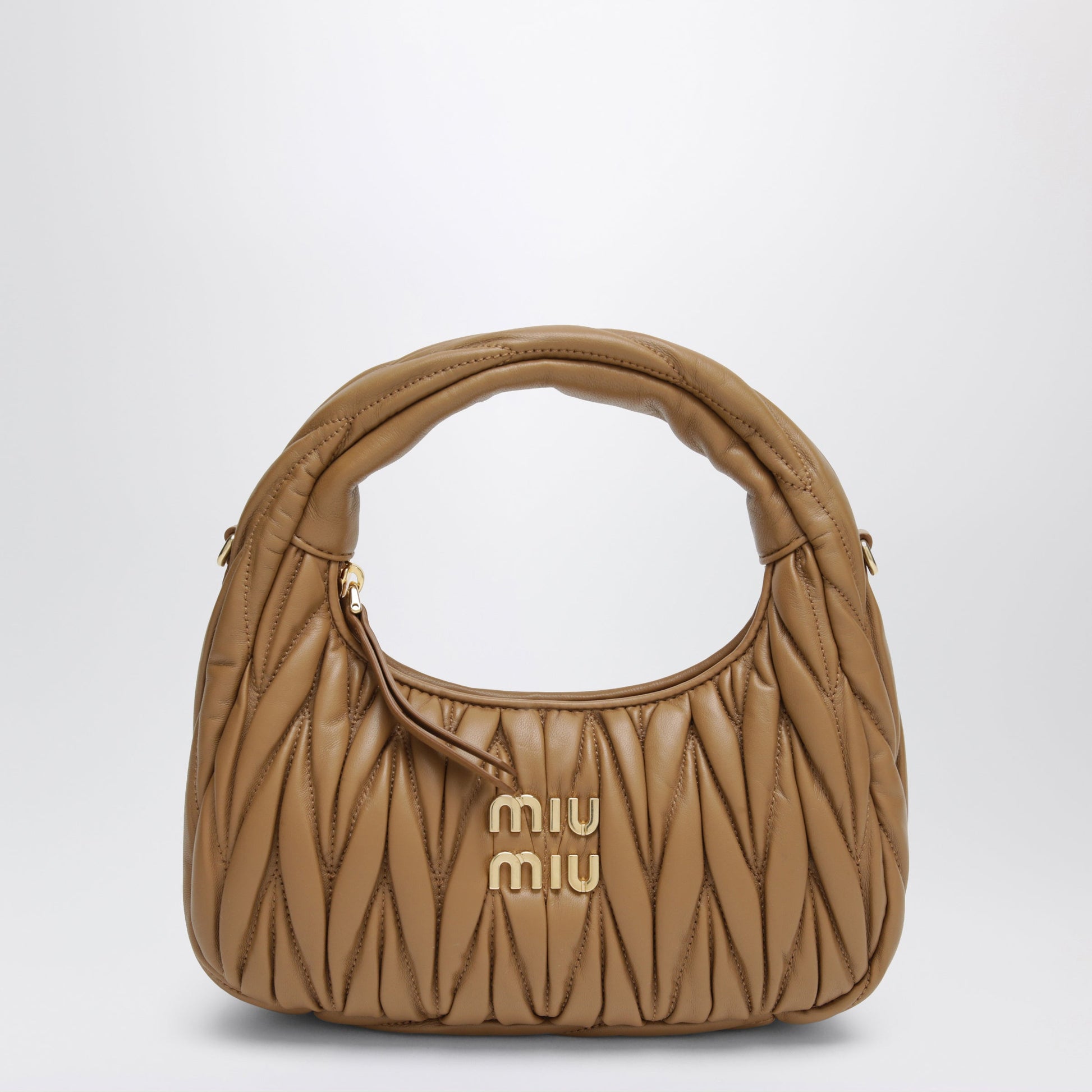 Miu Miu Small Miu Wander Bag In Matelasse Leather, Caramel Women MIU MIU