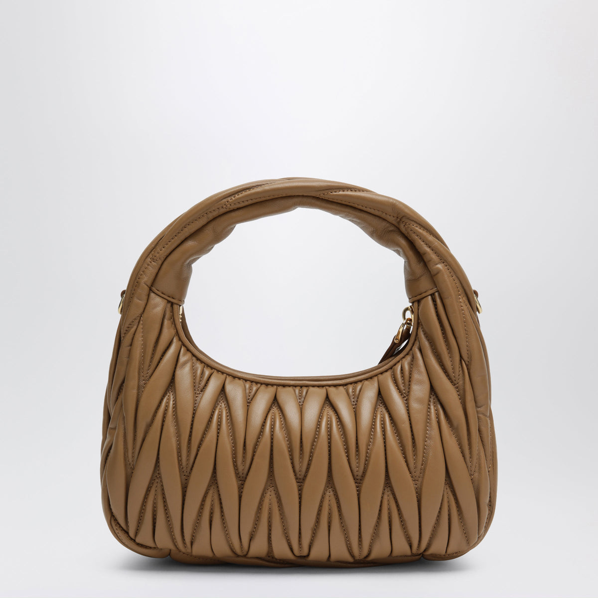 Miu Miu Small Miu Wander Bag In Matelasse Leather, Caramel Women MIU MIU