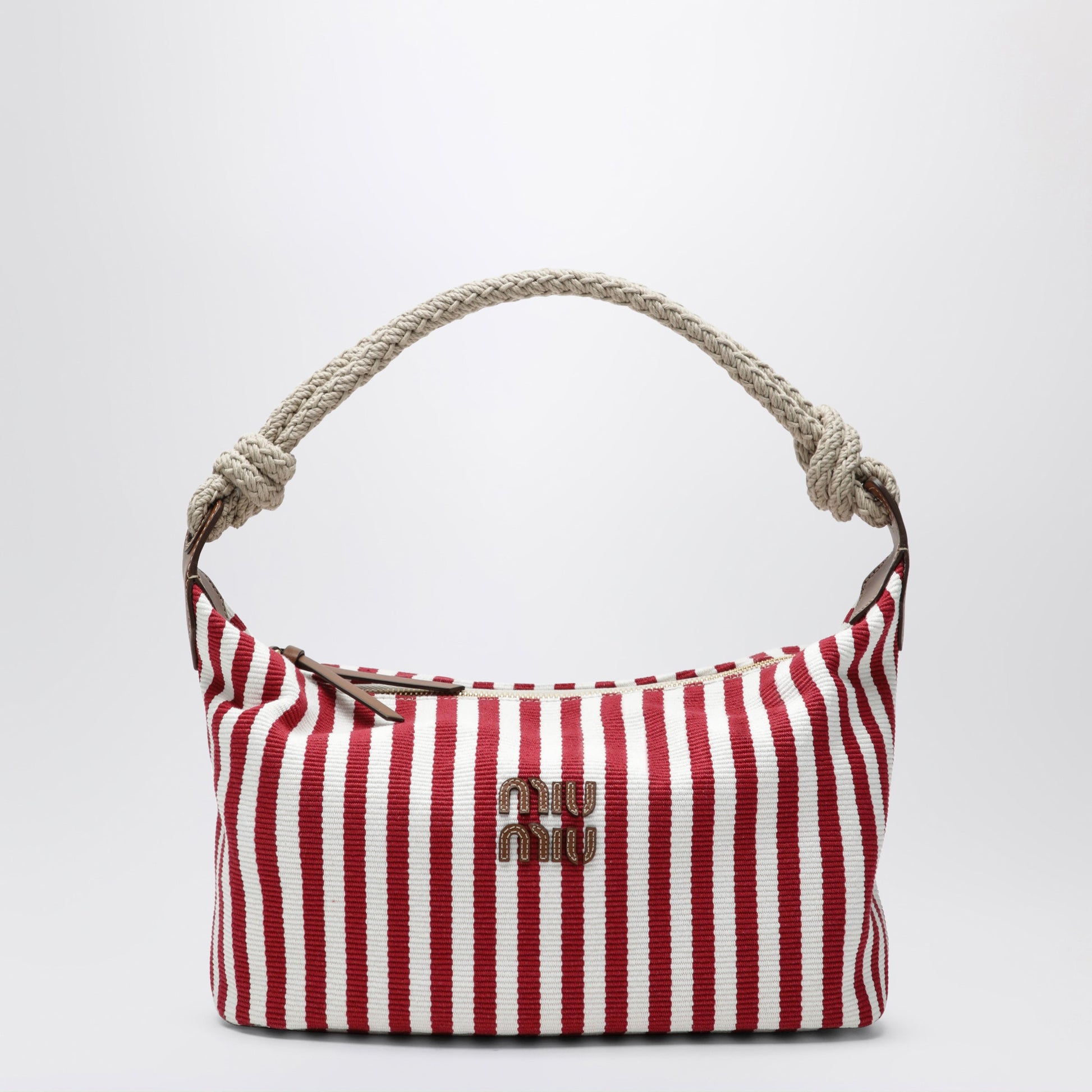 Miu Miu Ruby/Cognac Striped Canvas Bag Women MIU MIU