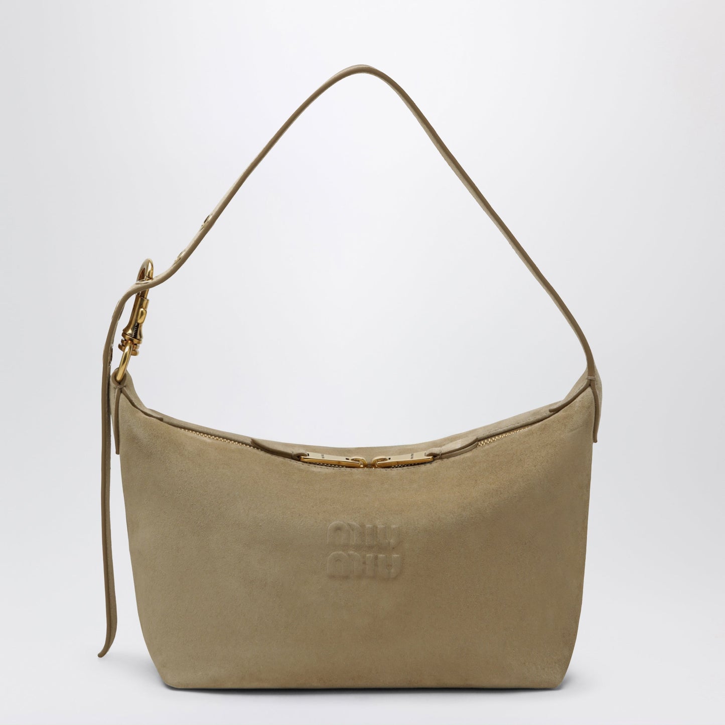 Miu Miu Suede Leather Bowling Bag In Ecru Women MIU MIU