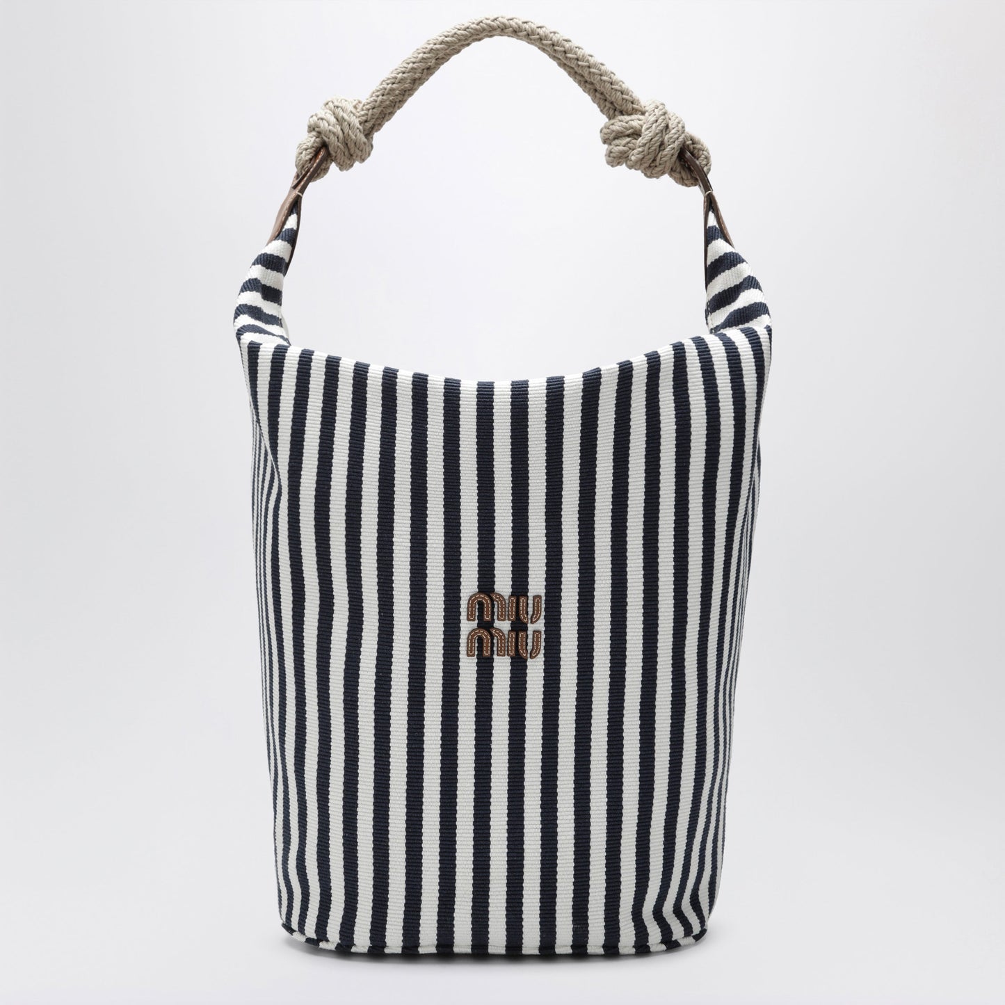 Miu Miu Blue/Cognac Striped Canvas Bag Women MIU MIU