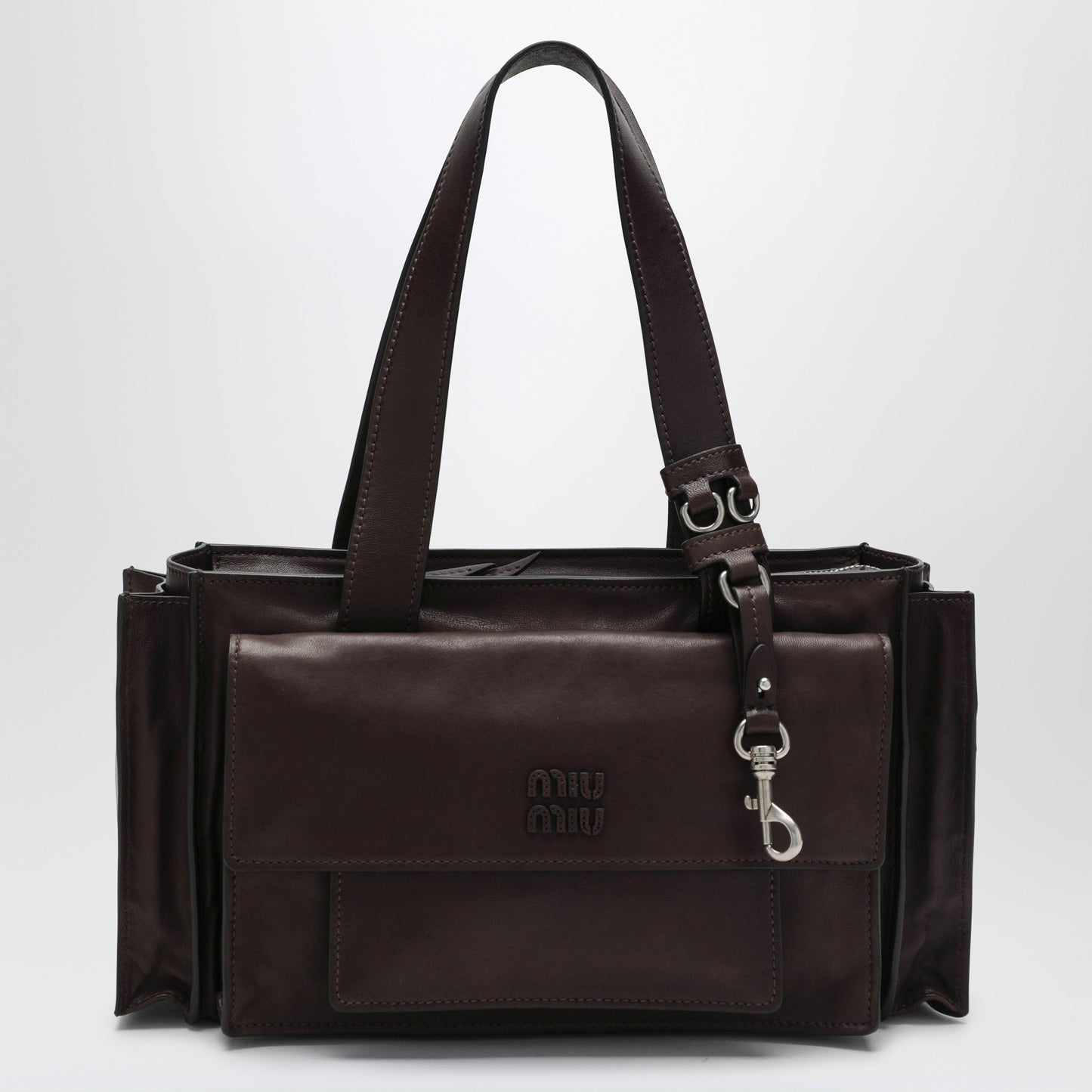 Miu Miu Utilitaire Shopping Bag In Antique-Effect Lambskin, Burnt Women MIU MIU