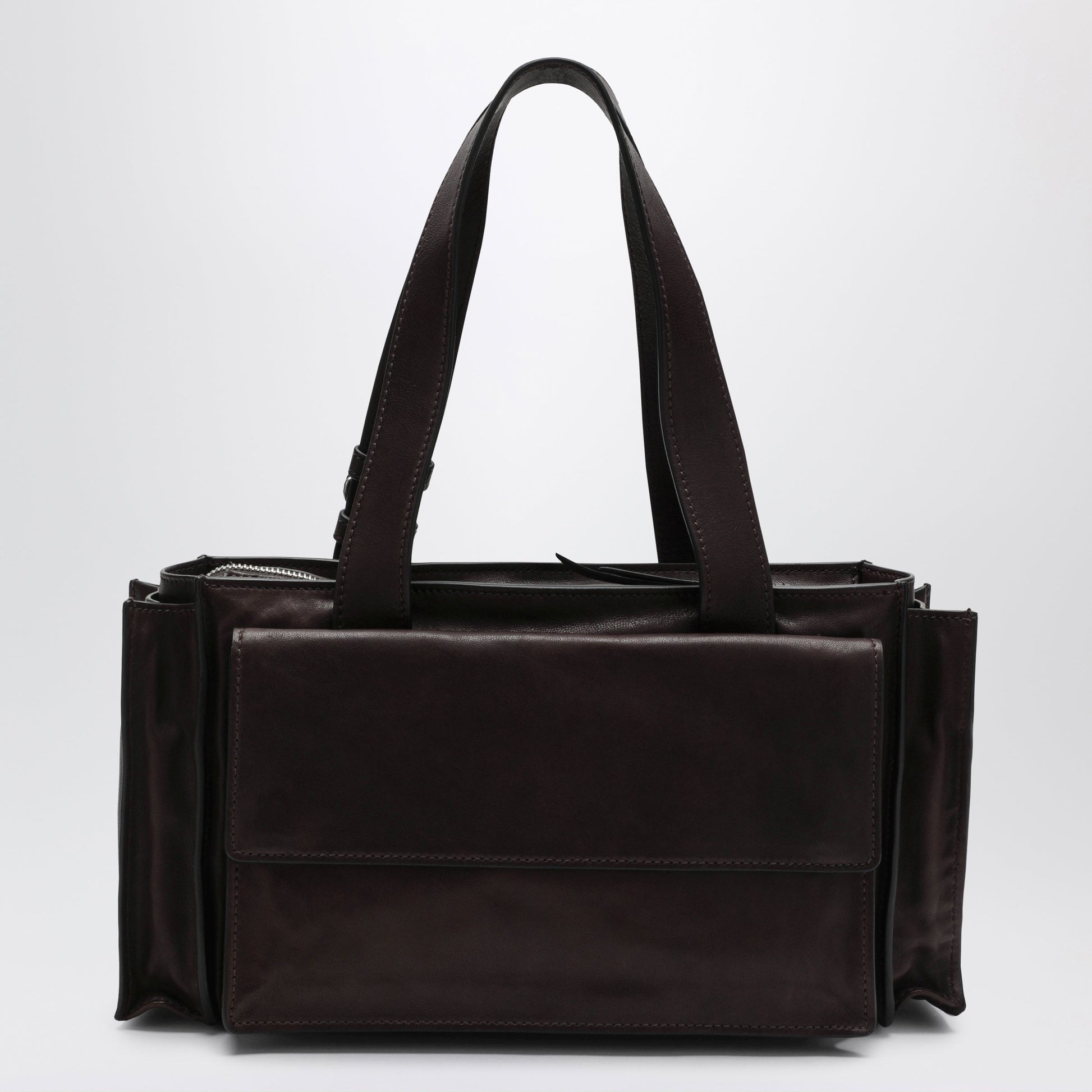 Miu Miu Utilitaire Shopping Bag In Antique-Effect Lambskin, Burnt Women MIU MIU