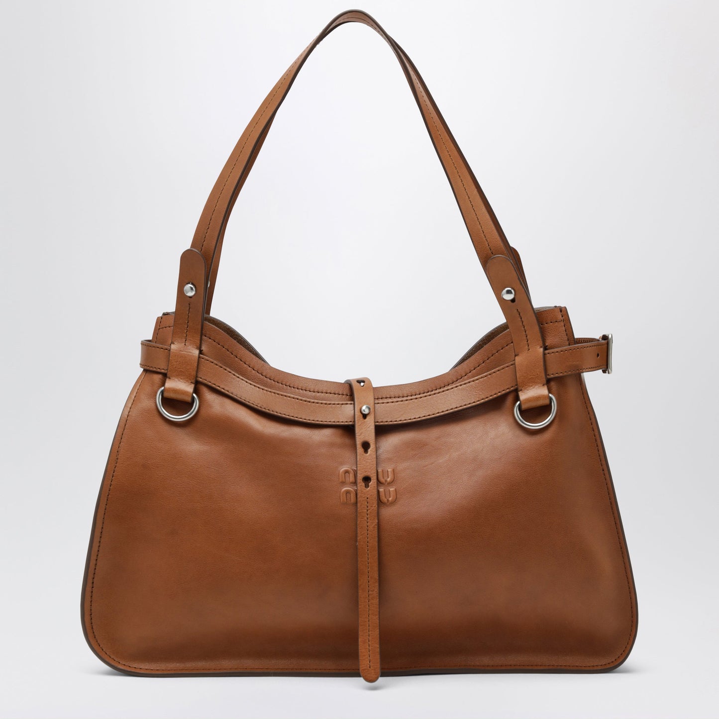 Miu Miu Calfskin Crossbody Bag With Embossed Logo In Cognac Women MIU MIU