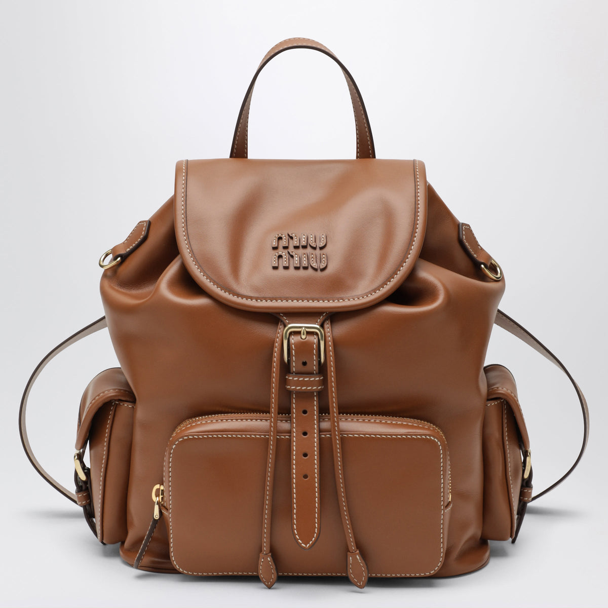 Miu Miu Cognac Calfskin Backpack Women MIU MIU