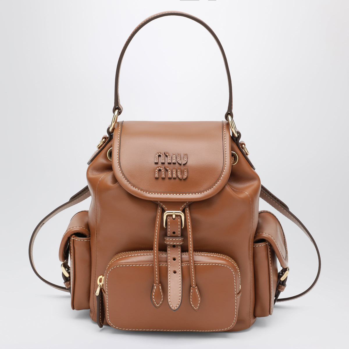Miu Miu Cognac Calfskin Backpack Women MIU MIU