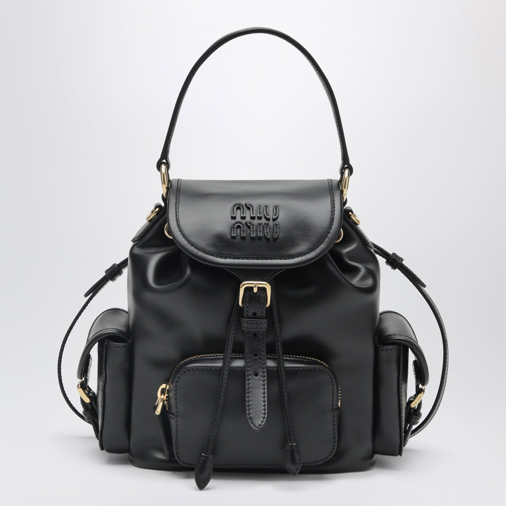 Miu Miu Medium Backpack Black In Leather Women MIU MIU
