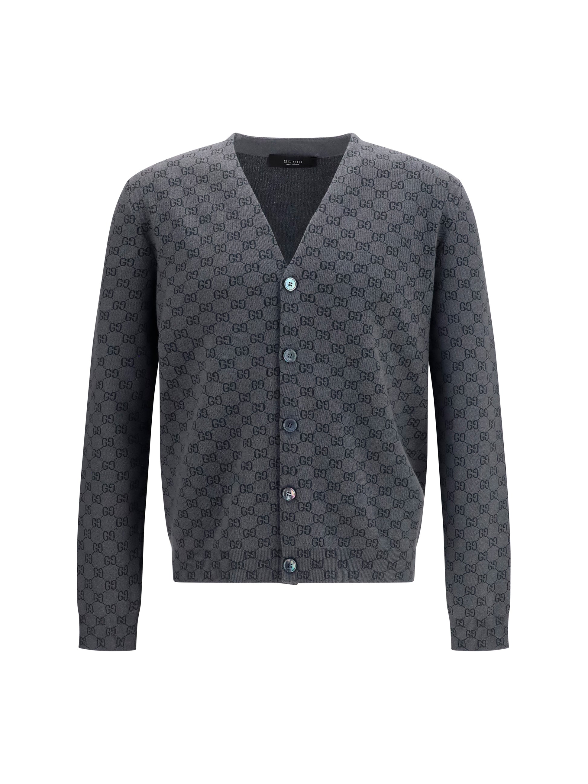 Gucci Men Silk And Wool Gg Print Cardigan GUCCI
