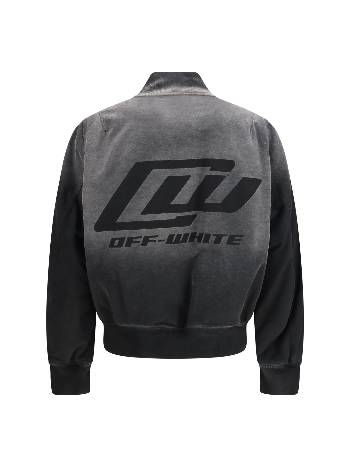 Off-White Men Washed Denim Bomber Jacket OFF-WHITE