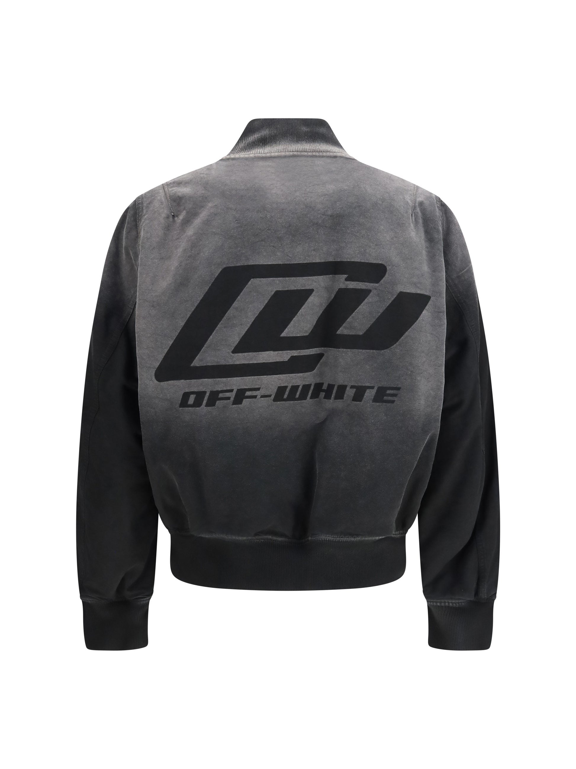 Off-White Men Washed Denim Bomber Jacket OFF-WHITE