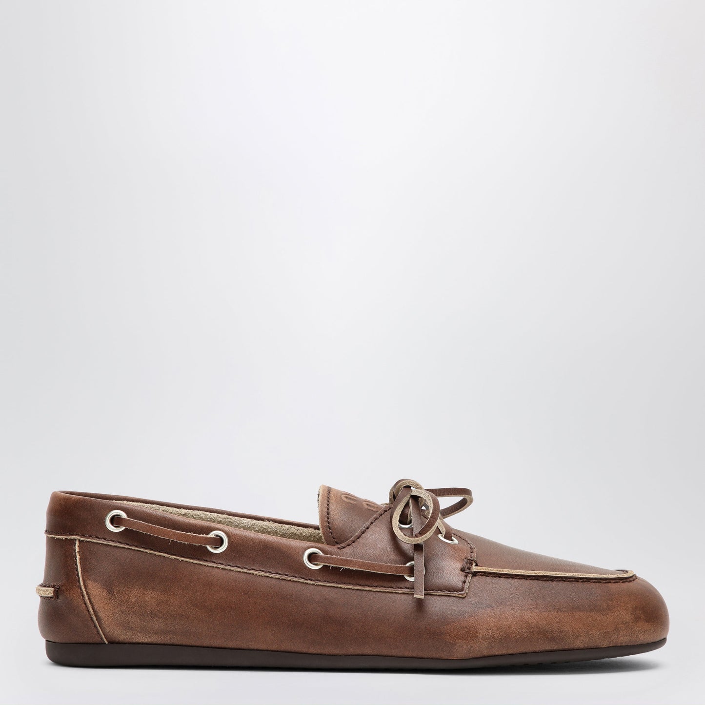 Miu Miu Burnt Brown Moccasin In Vintage Effect Leather Women MIU MIU