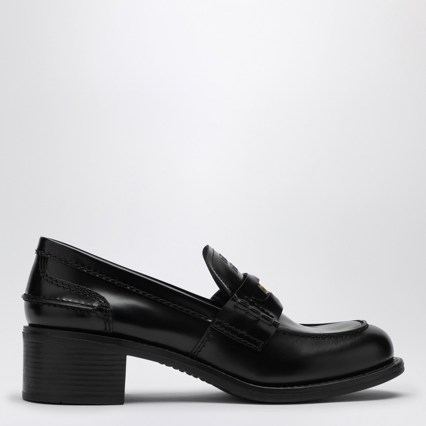 Miu Miu Black Penny Loafer In Brushed Leather Women MIU MIU