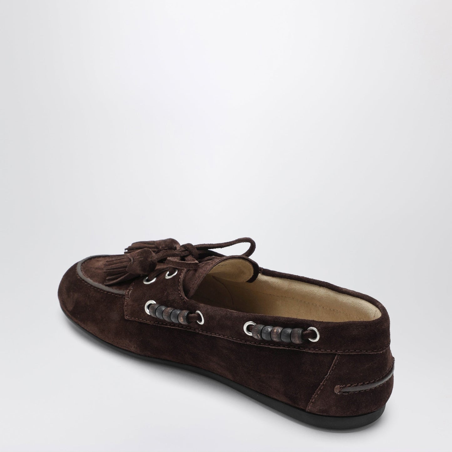 Miu Miu Deck Shoes In Suede With Dark Brown Tassels Women MIU MIU
