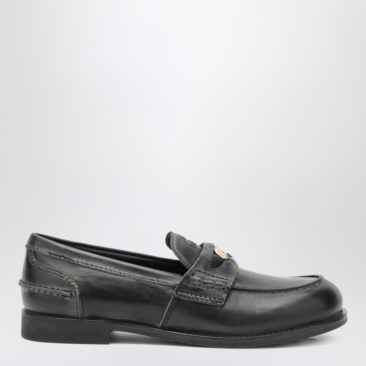 Miu Miu Black Vintage-Style Leather Loafers Women MIU MIU