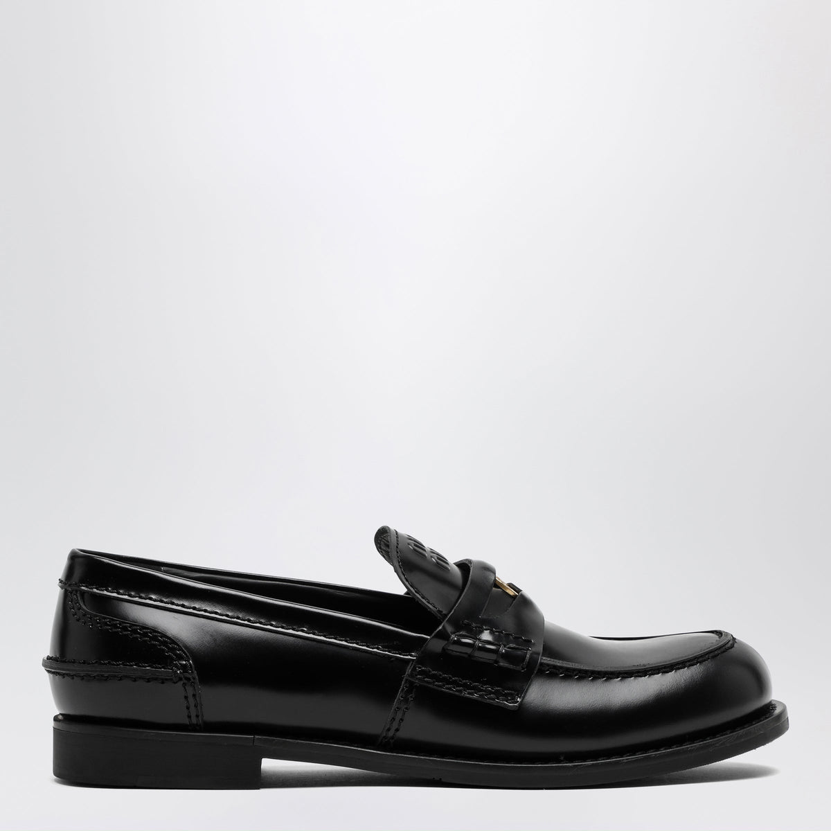 Miu Miu Black Brushed Leather Loafers Women MIU MIU