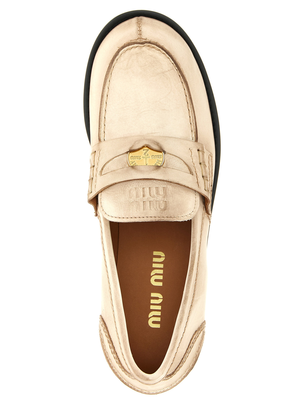 Miu Miu Women Waxed Leather Loafers MIU MIU