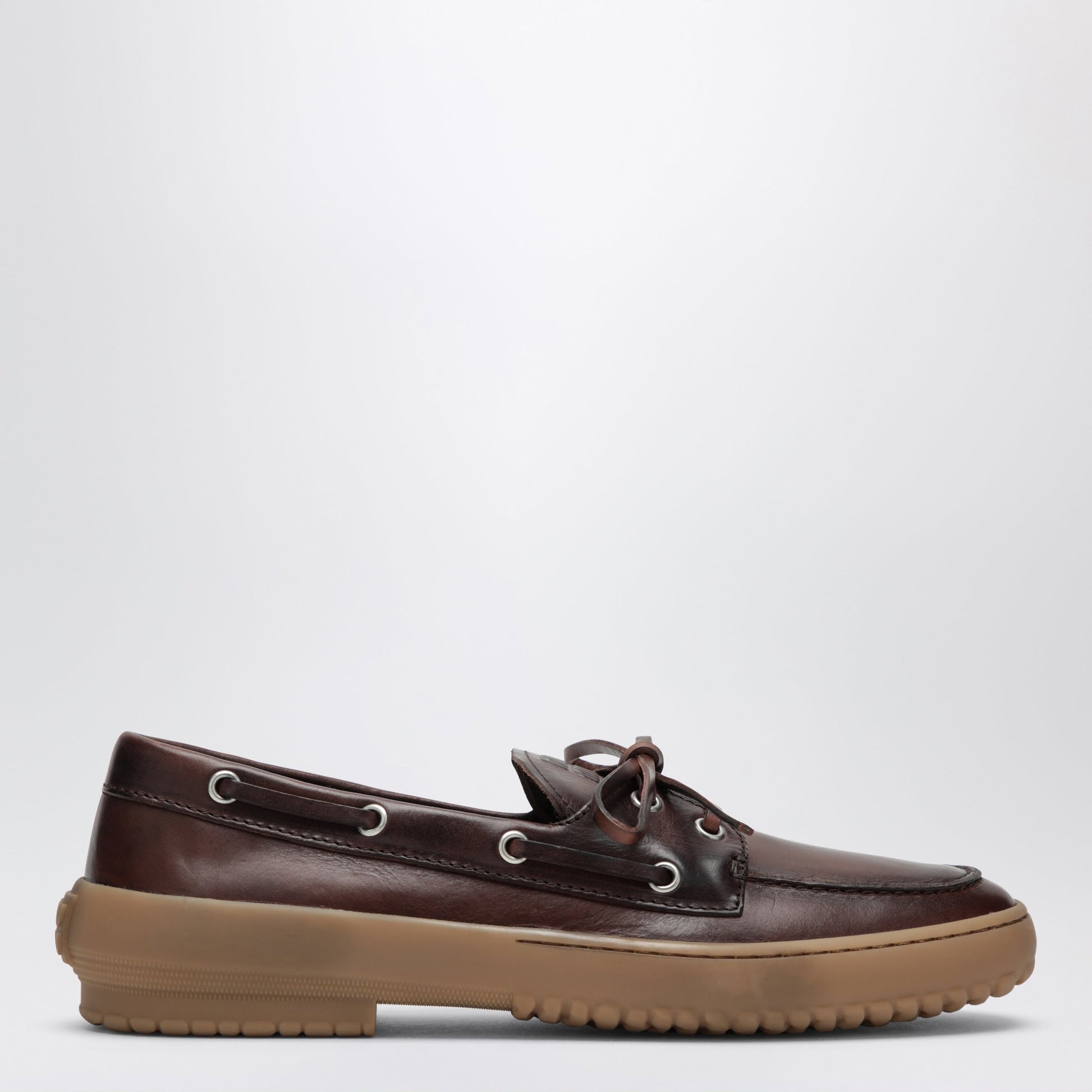 Miu Miu Coffee-Coloured Deck Boat Shoes Women MIU MIU