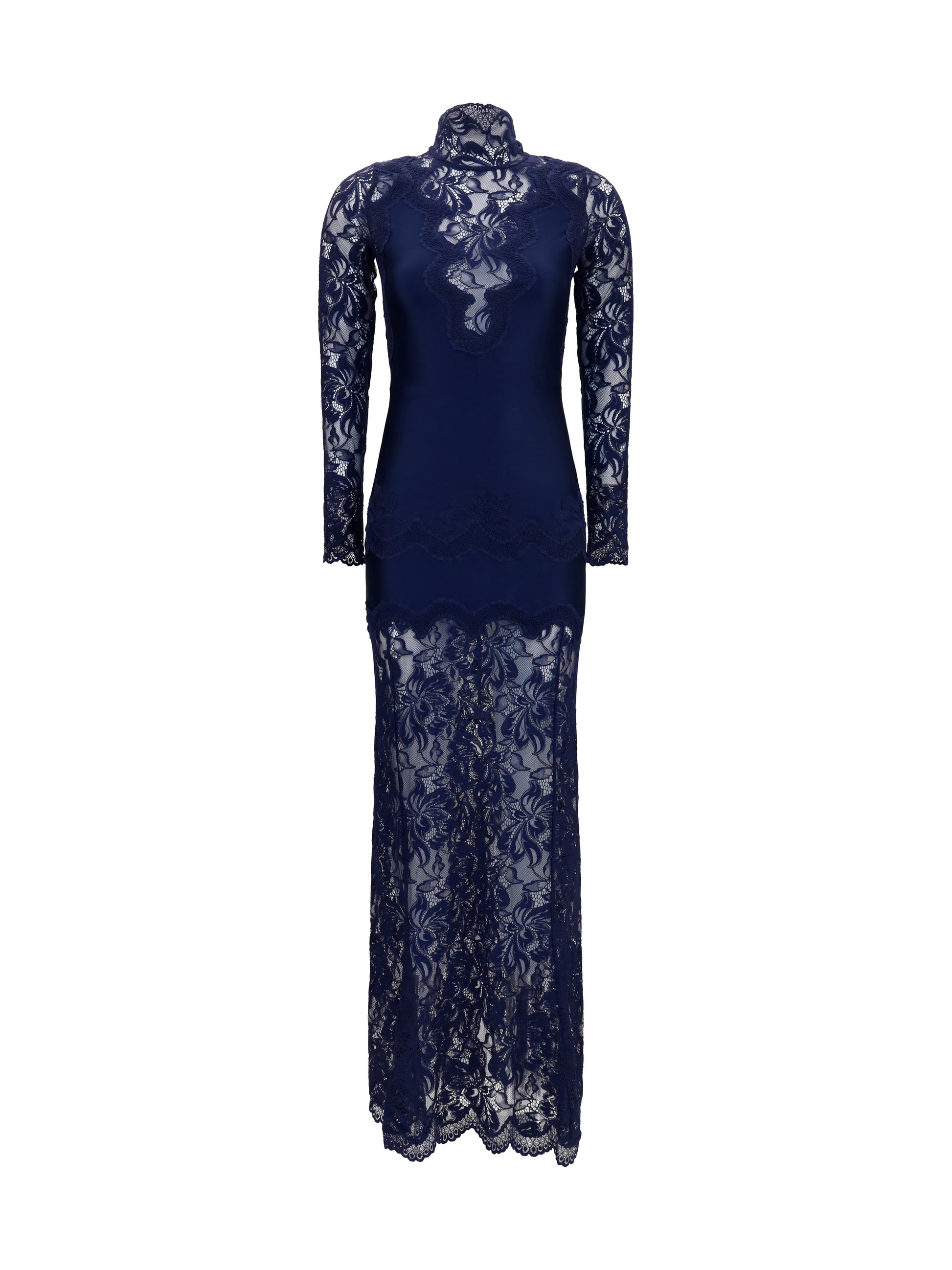 Rabanne Women Long Lace And Jersey Dress PACO RABANNE