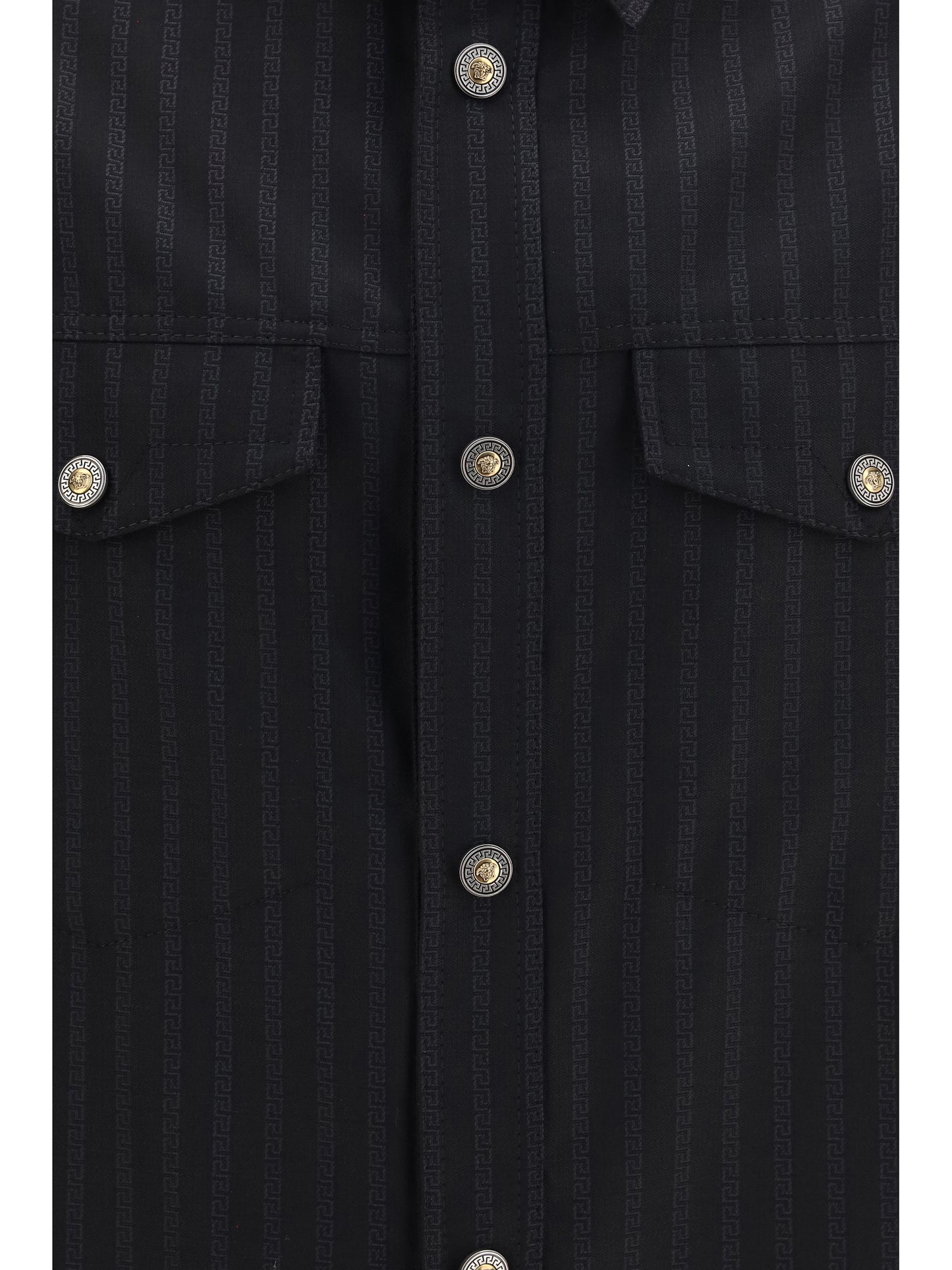 Versace Men Greca Monogram Jacquard Wool Shirt VERSACE