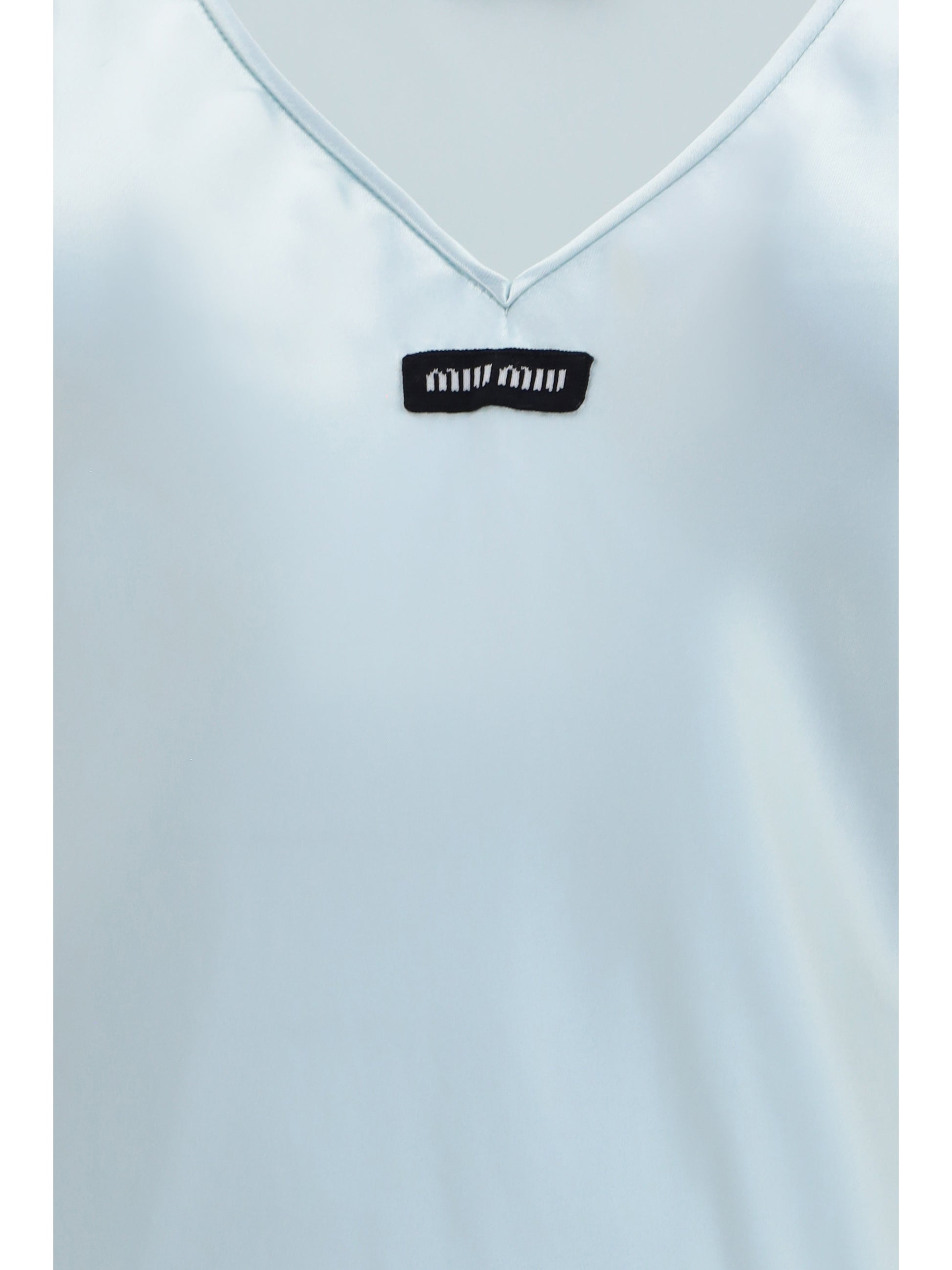Miu Miu Women Long Satin V-Neck Dress MIU MIU