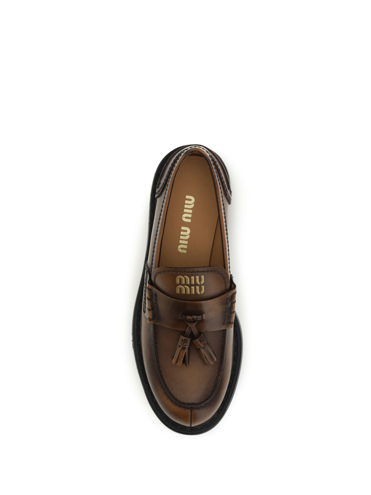 Miu Miu Women Smooth Leather Tassel Loafers MIU MIU