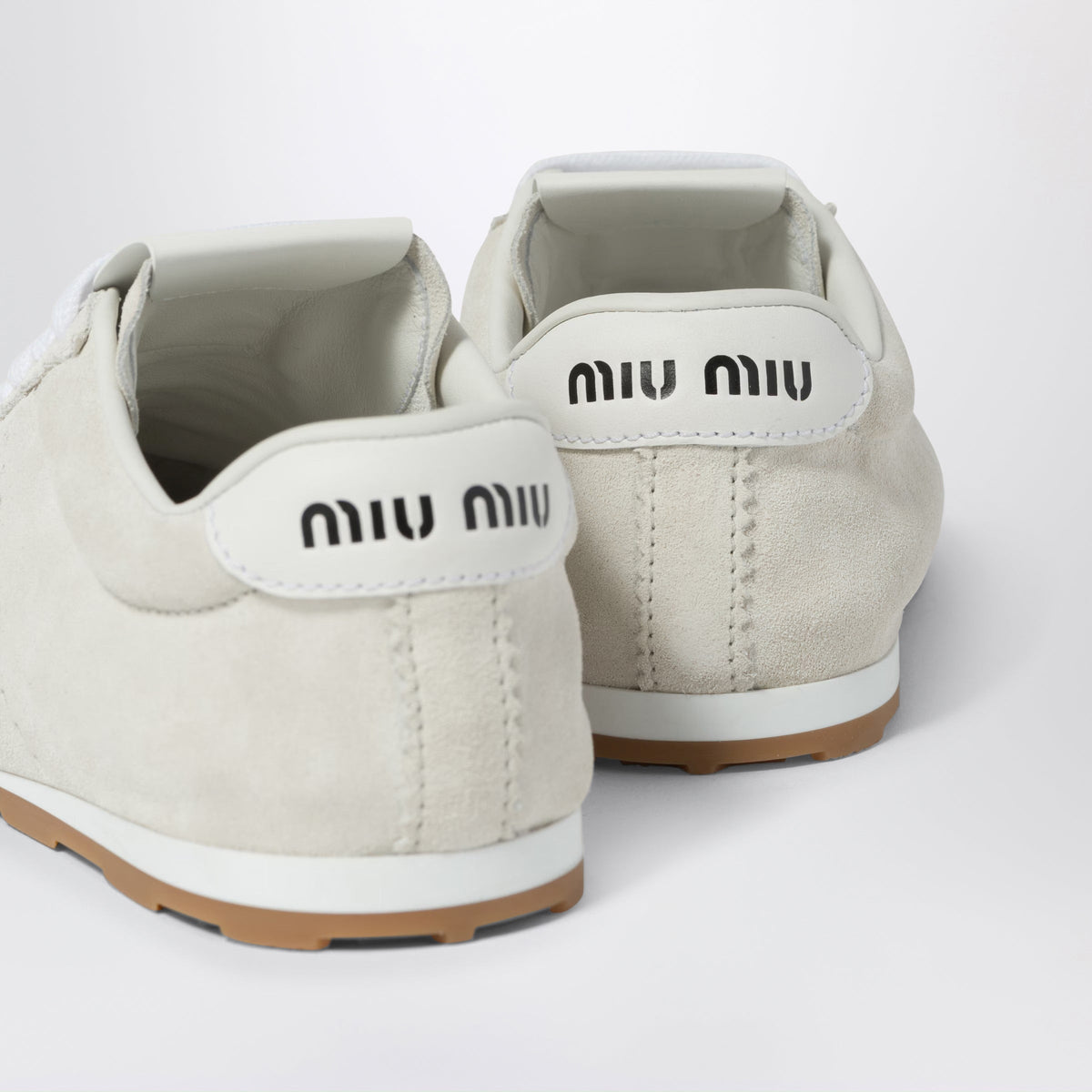 Miu Miu White Plume Sneakers In Suede Women MIU MIU