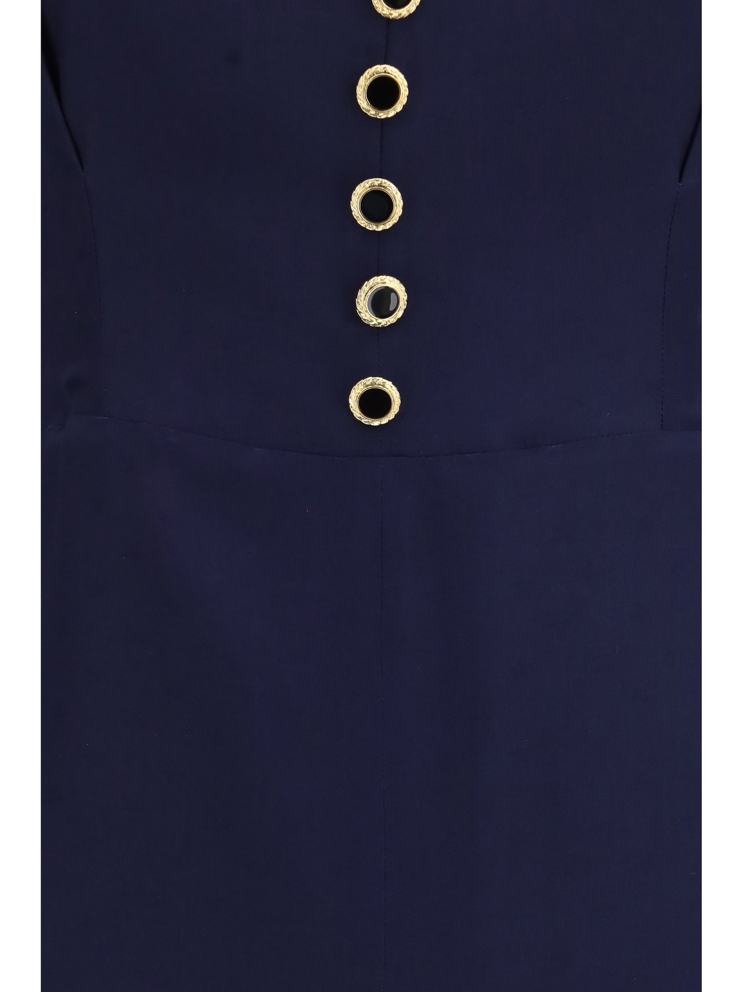 Alessandra Rich Women Silk Midi Dress With Buttons And Contrast Piping ALESSANDRA RICH