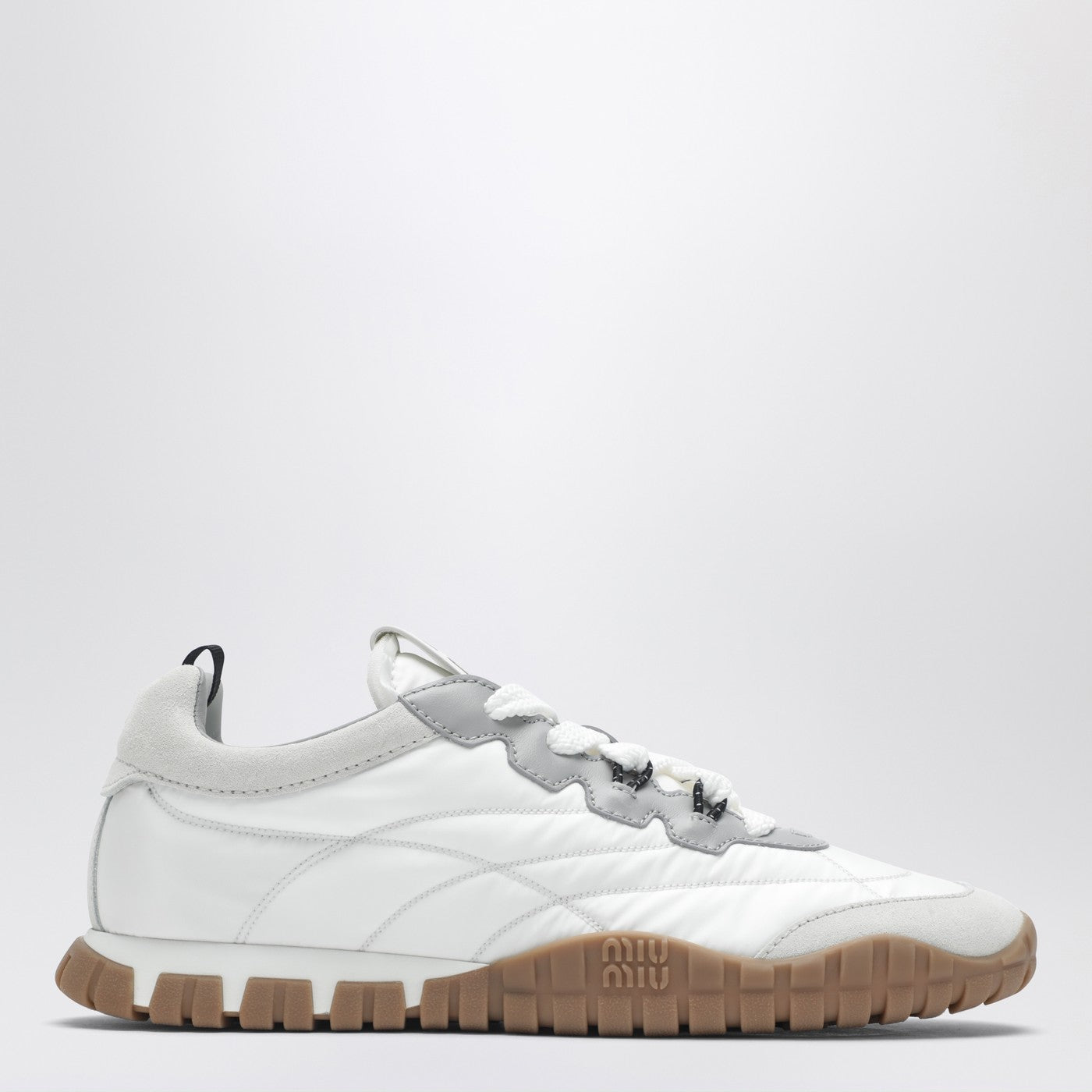 Miu Miu White Tyre Sneakers In Technical Fabric And Suede Women MIU MIU