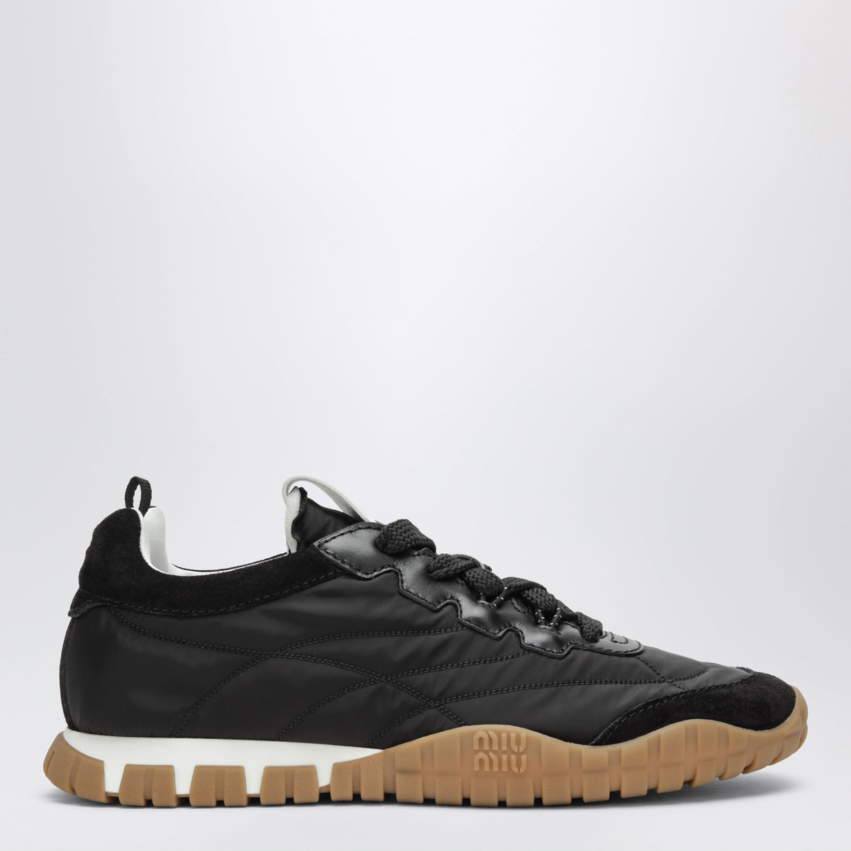 Miu Miu Tyre Sneakers In Re-Nylon And Suede, Black Women MIU MIU