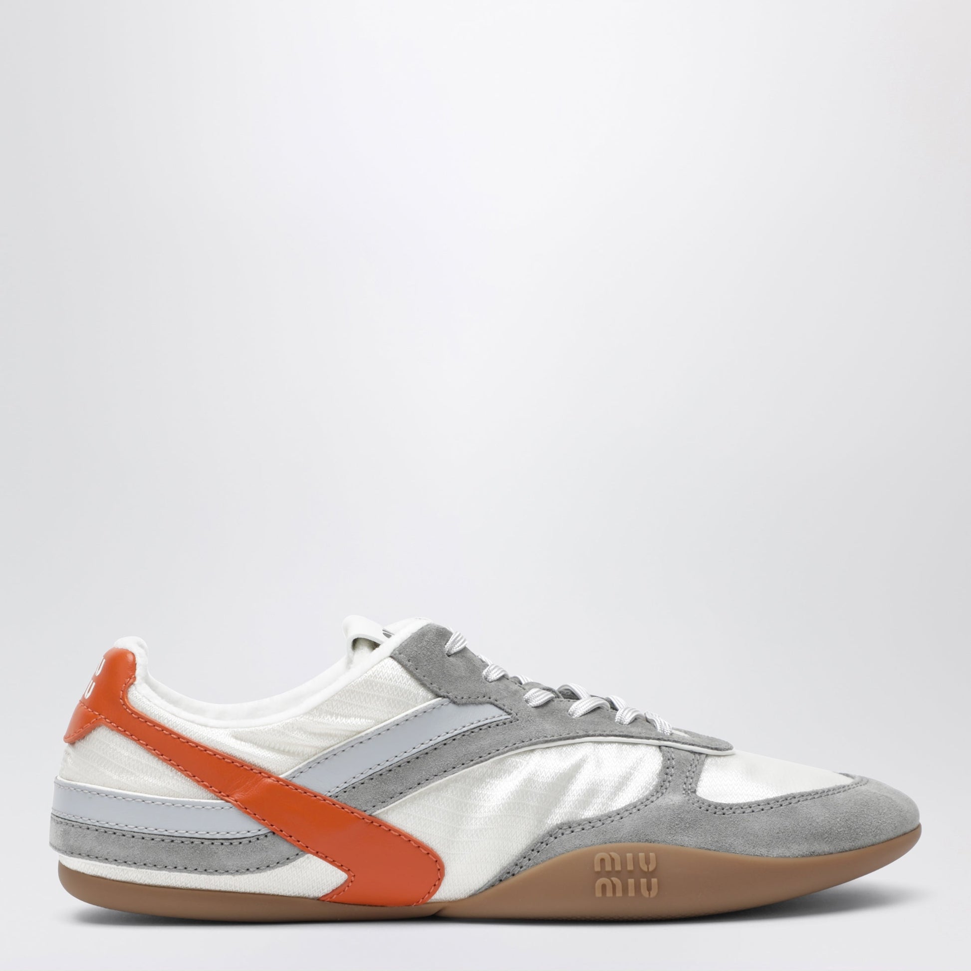 Miu Miu Gymnasium Sneakers In Talc/Papaya In Technical Fabric And Suede Women MIU MIU