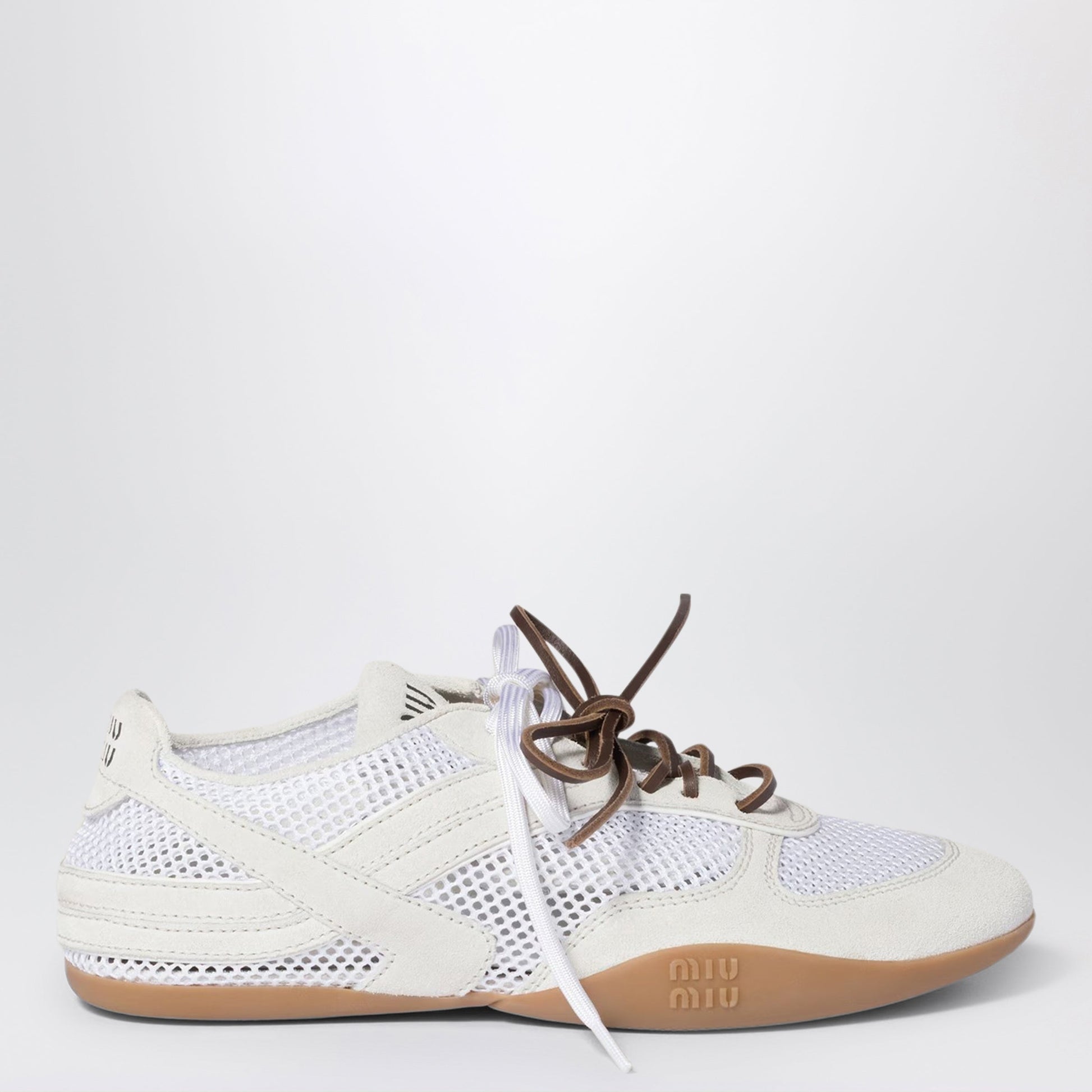 Miu Miu White Gymnasium Sneakers In Mesh And Suede Women MIU MIU