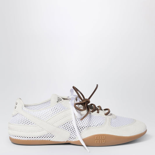 Miu Miu White Gymnasium Sneakers In Mesh And Suede Women MIU MIU