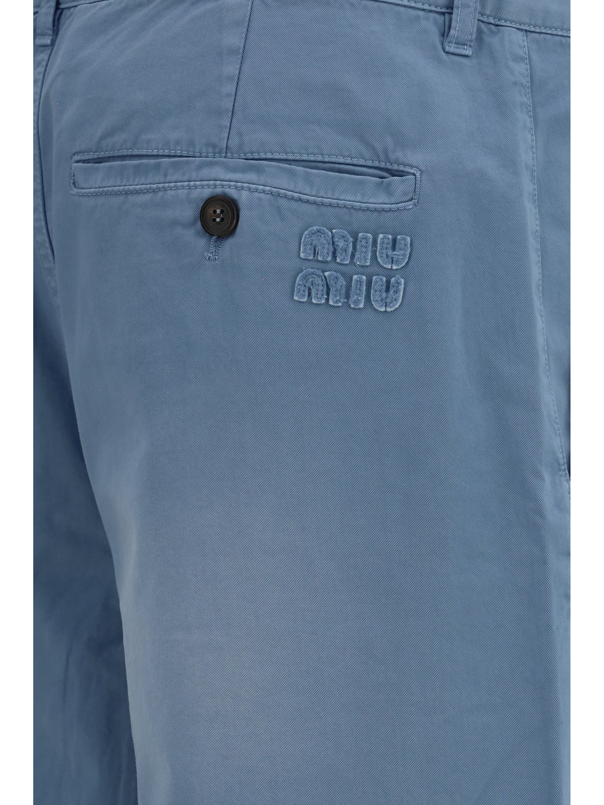 Miu Miu Women Garment-Dyed Wide-Leg Pants MIU MIU