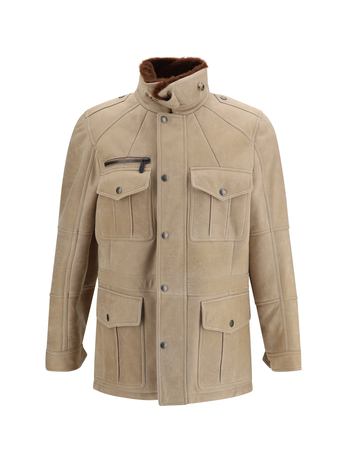 Brunello Cucinelli Men Waxed Shearling Safari Jacket BRUNELLO CUCINELLI