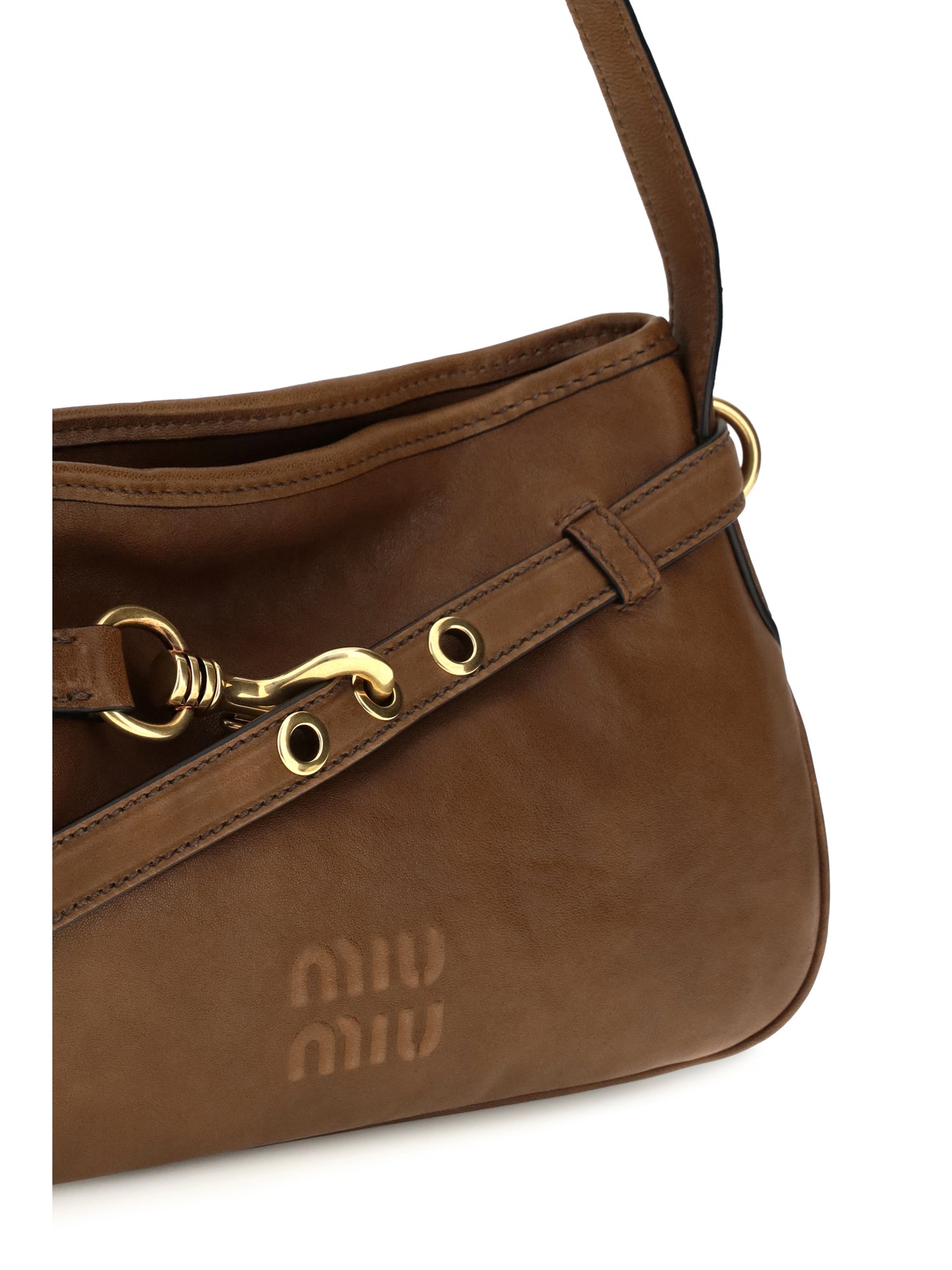 Miu Miu Women Leather Shoulder Bag With Buckle Detail MIU MIU
