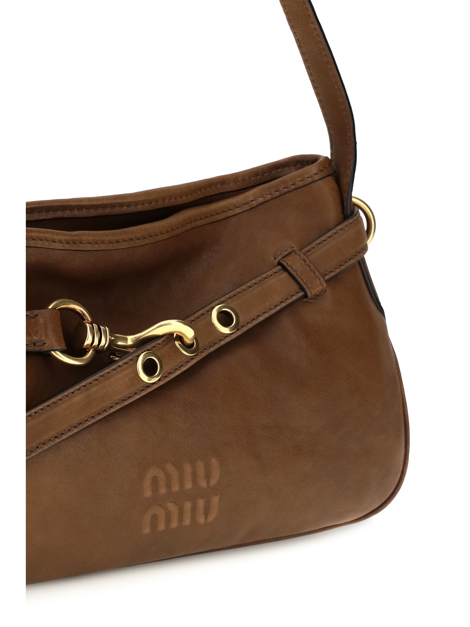 Miu Miu Women Leather Shoulder Bag With Buckle Detail MIU MIU