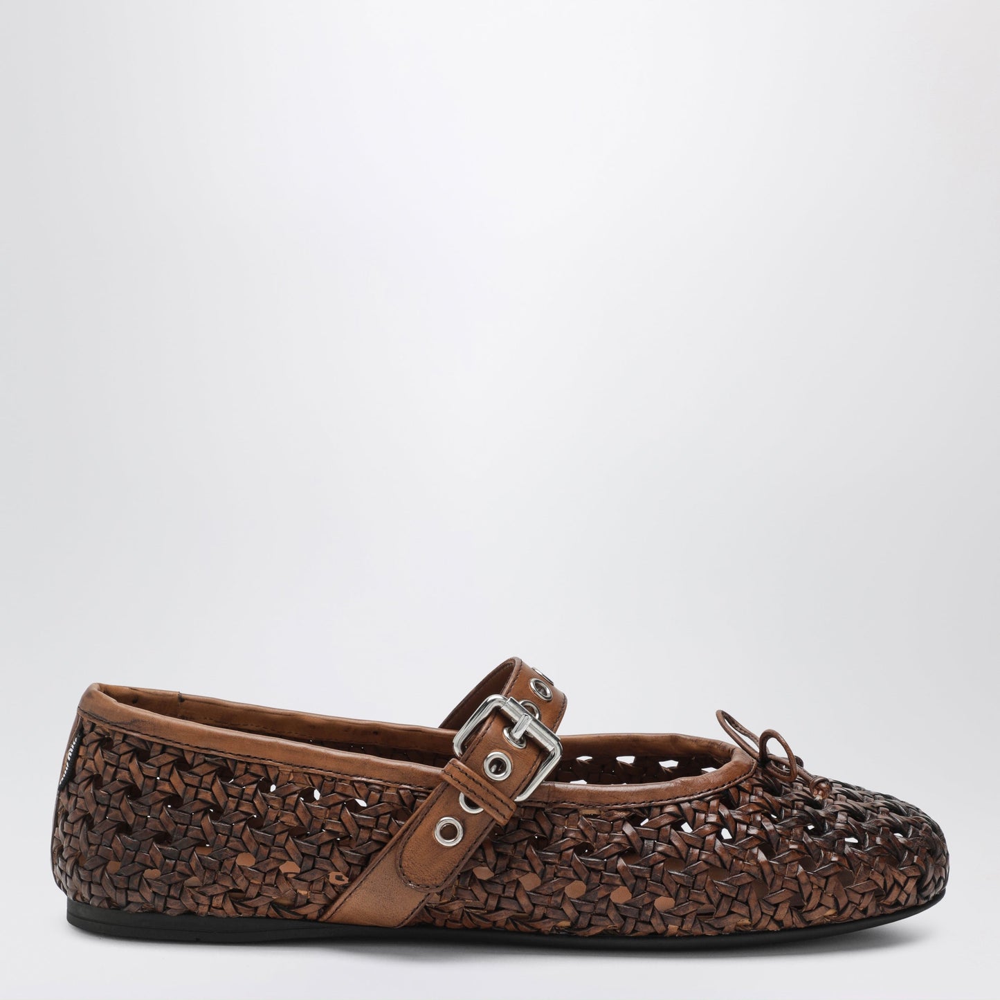 Miu Miu Perforated Leather Ballerinas In Cognac Color Women MIU MIU