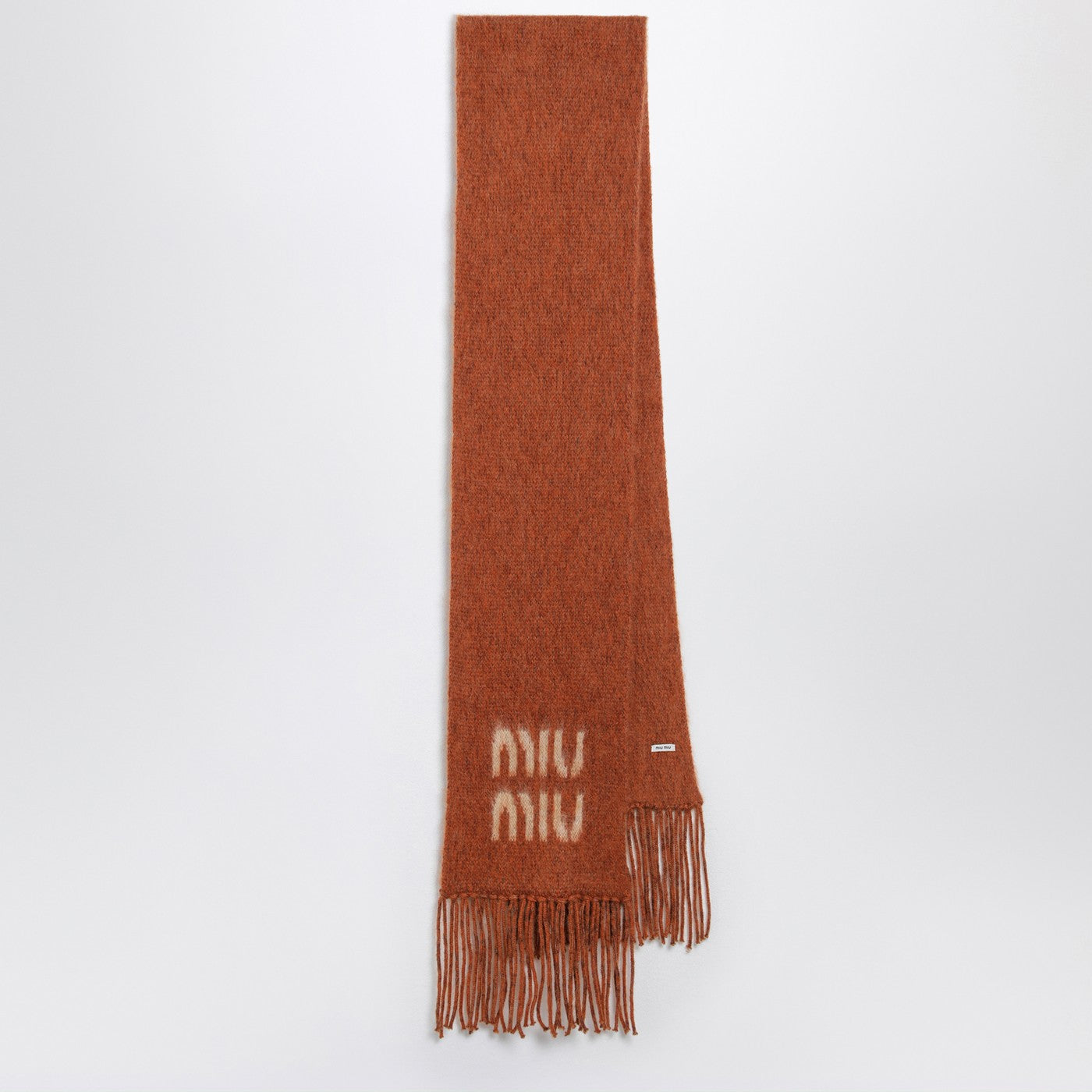 Miu Miu Rust Mohair-Blend Scarf With Logo Women MIU MIU