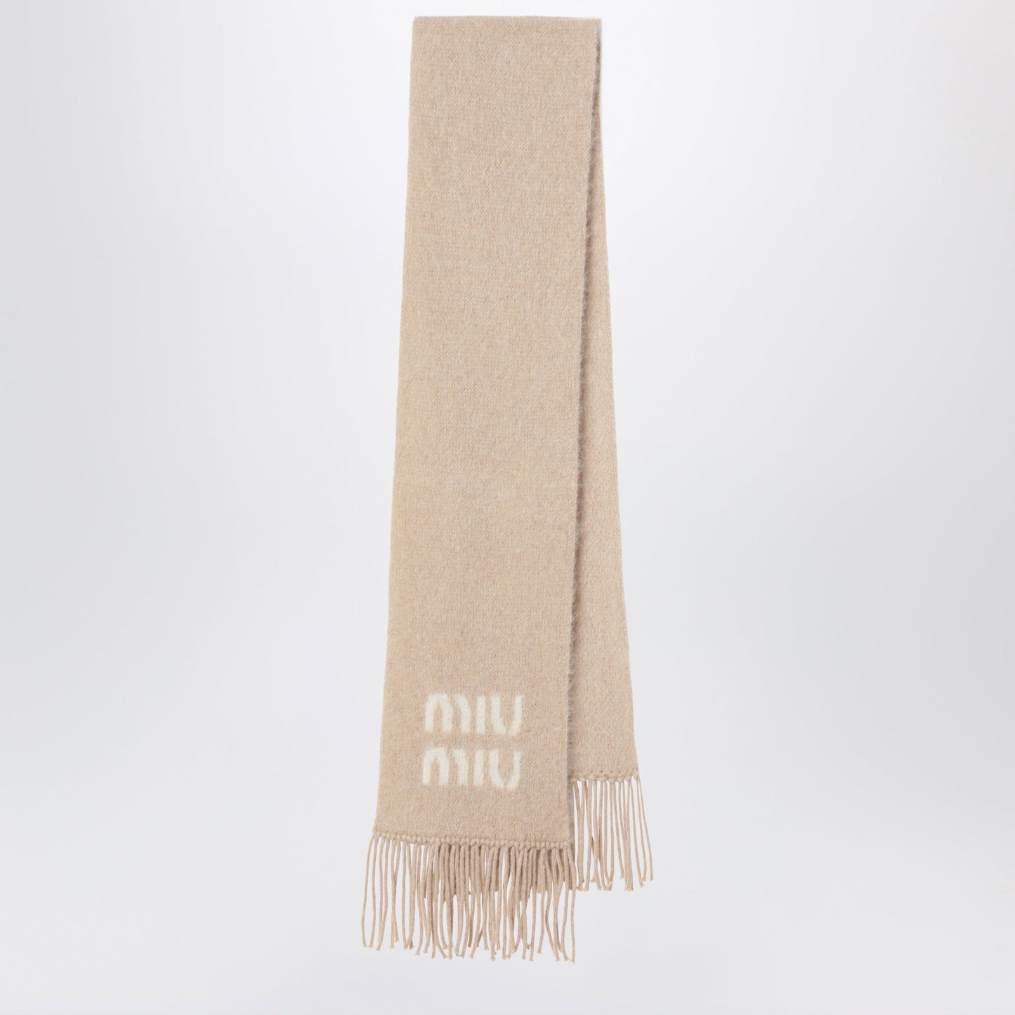 Miu Miu Beige Mohair-Blend Scarf With Logo Women MIU MIU