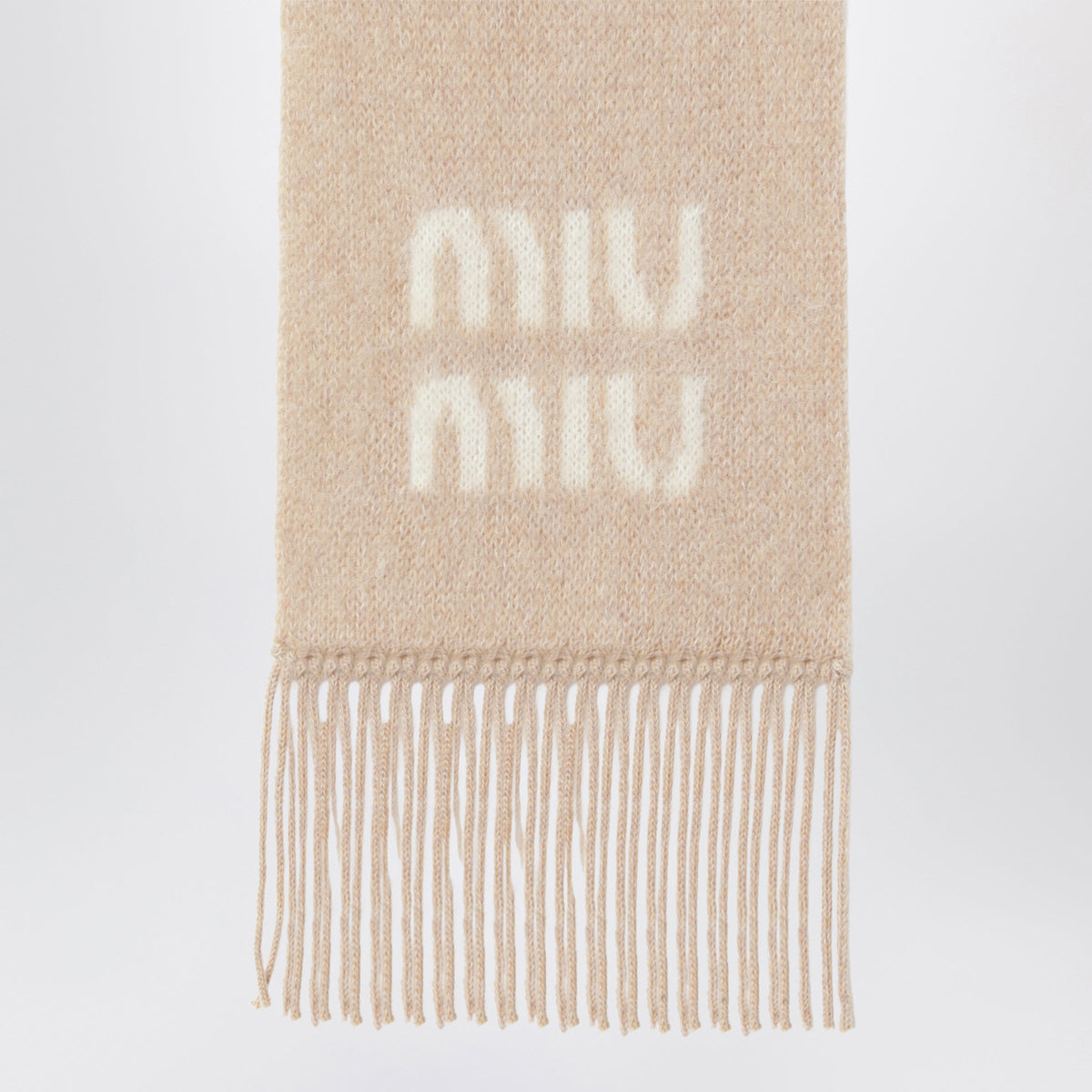 Miu Miu Beige Mohair-Blend Scarf With Logo Women MIU MIU