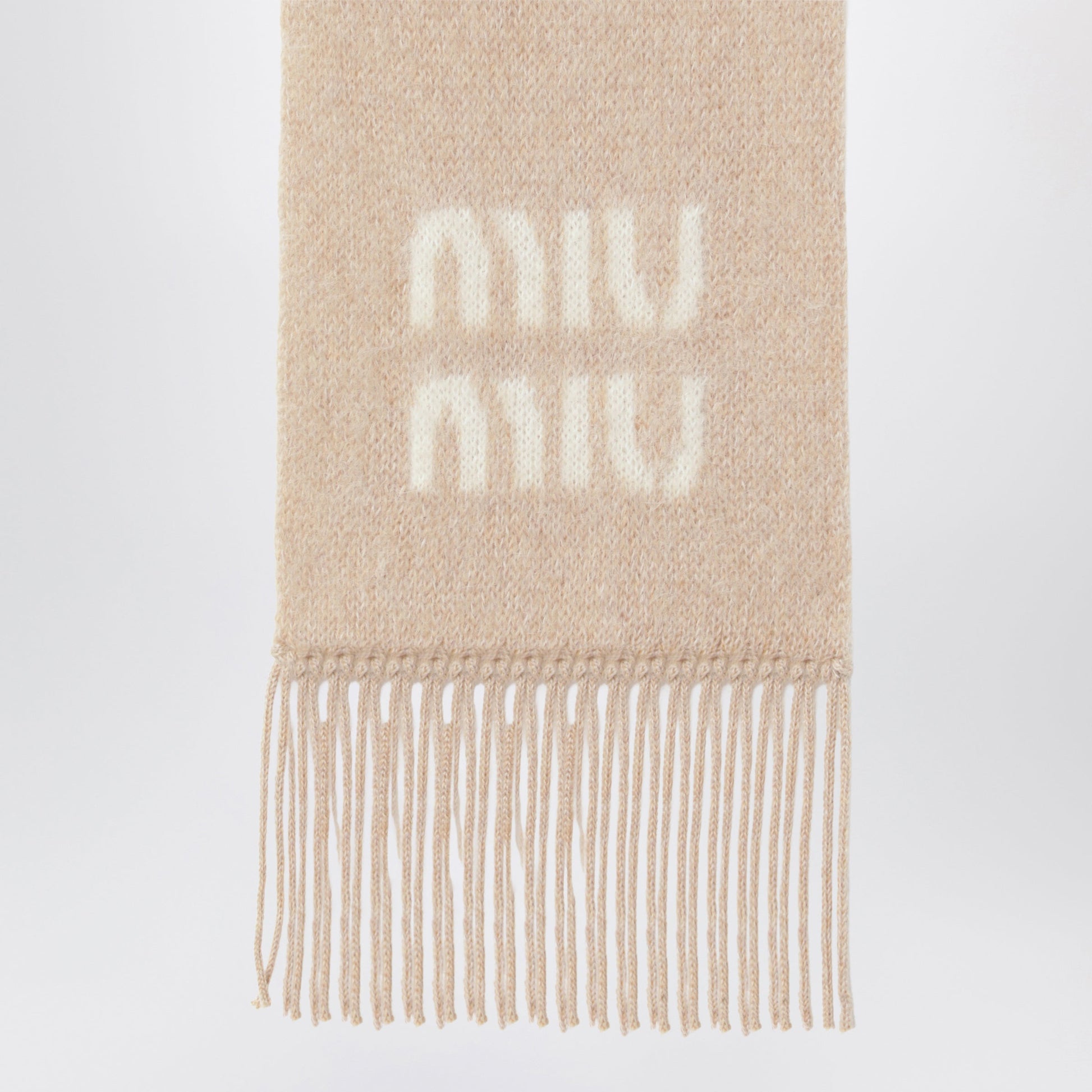 Miu Miu Beige Mohair-Blend Scarf With Logo Women MIU MIU