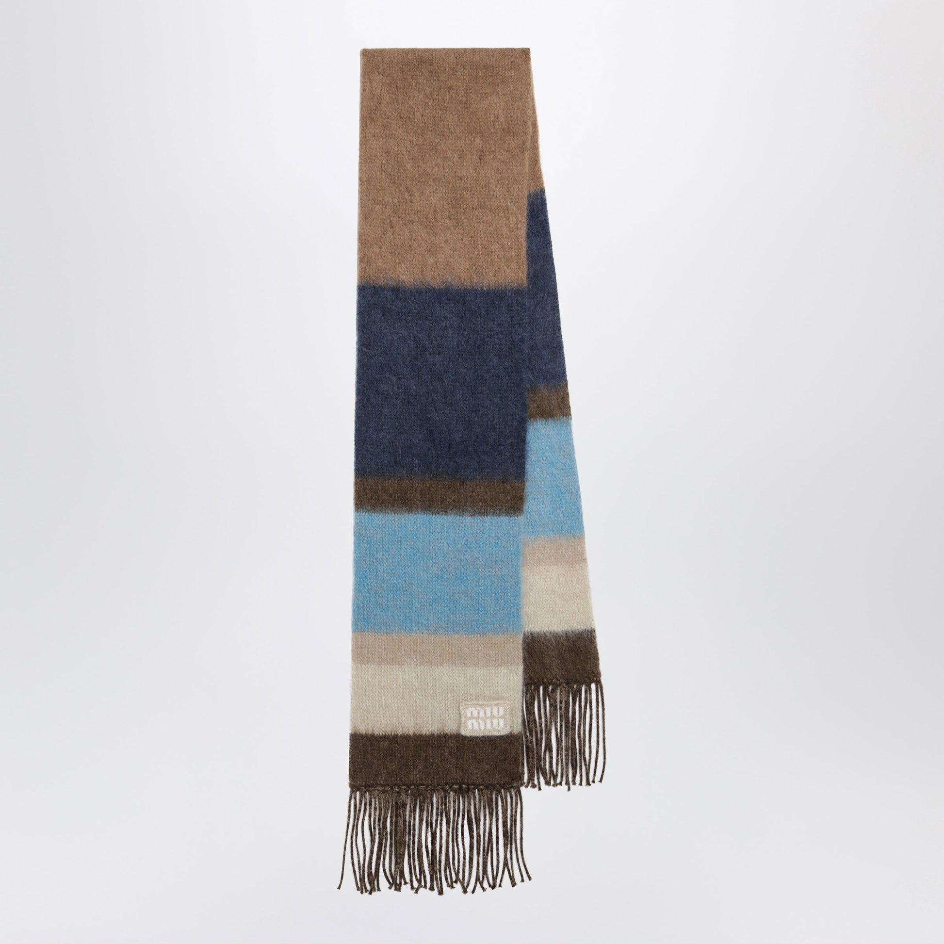Miu Miu Striped Wool Scarf With Fringes Women MIU MIU