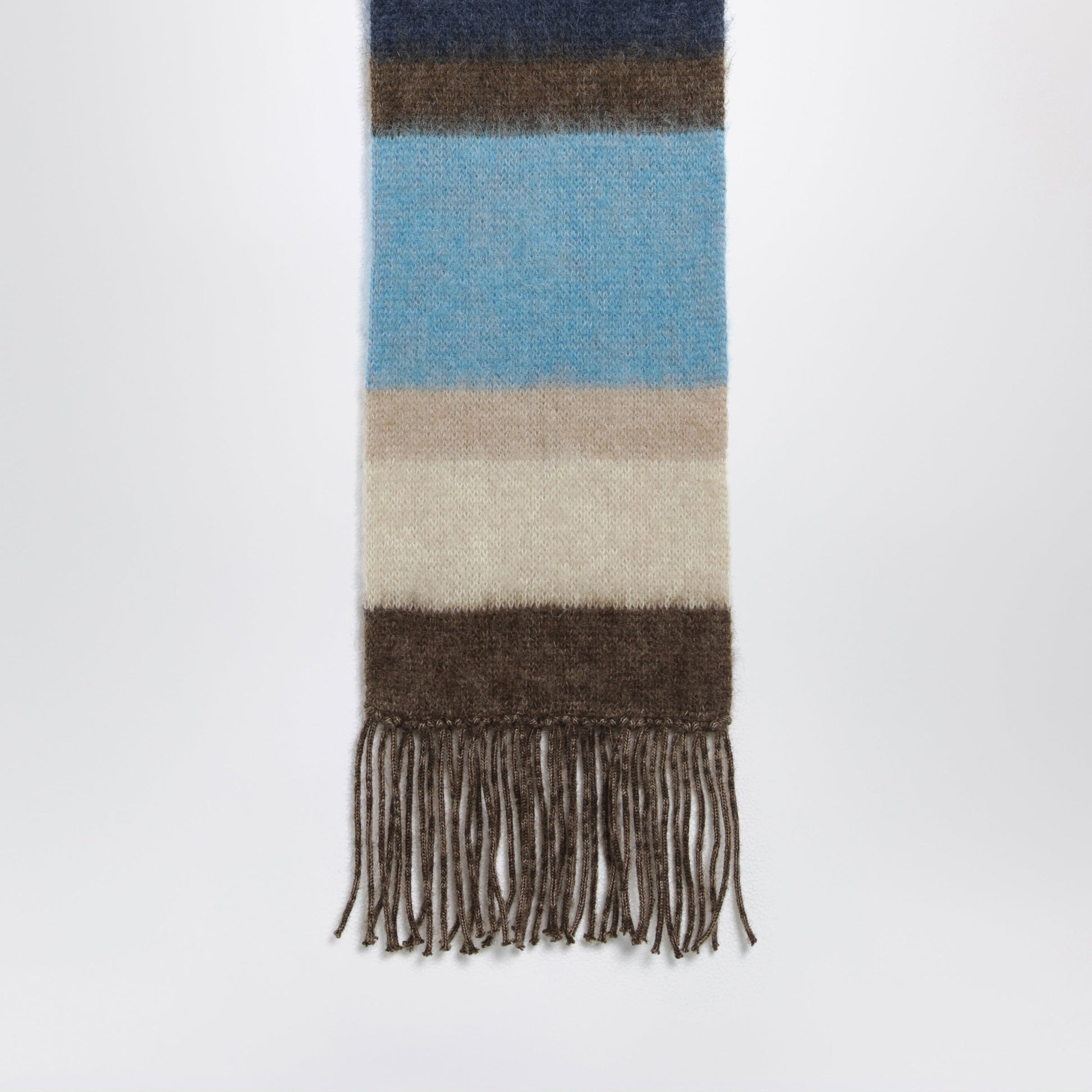 Miu Miu Striped Wool Scarf With Fringes Women MIU MIU