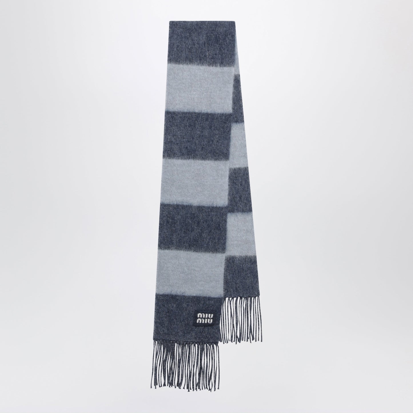 Miu Miu Striped Scarf In Blue Mohair Blend Women MIU MIU