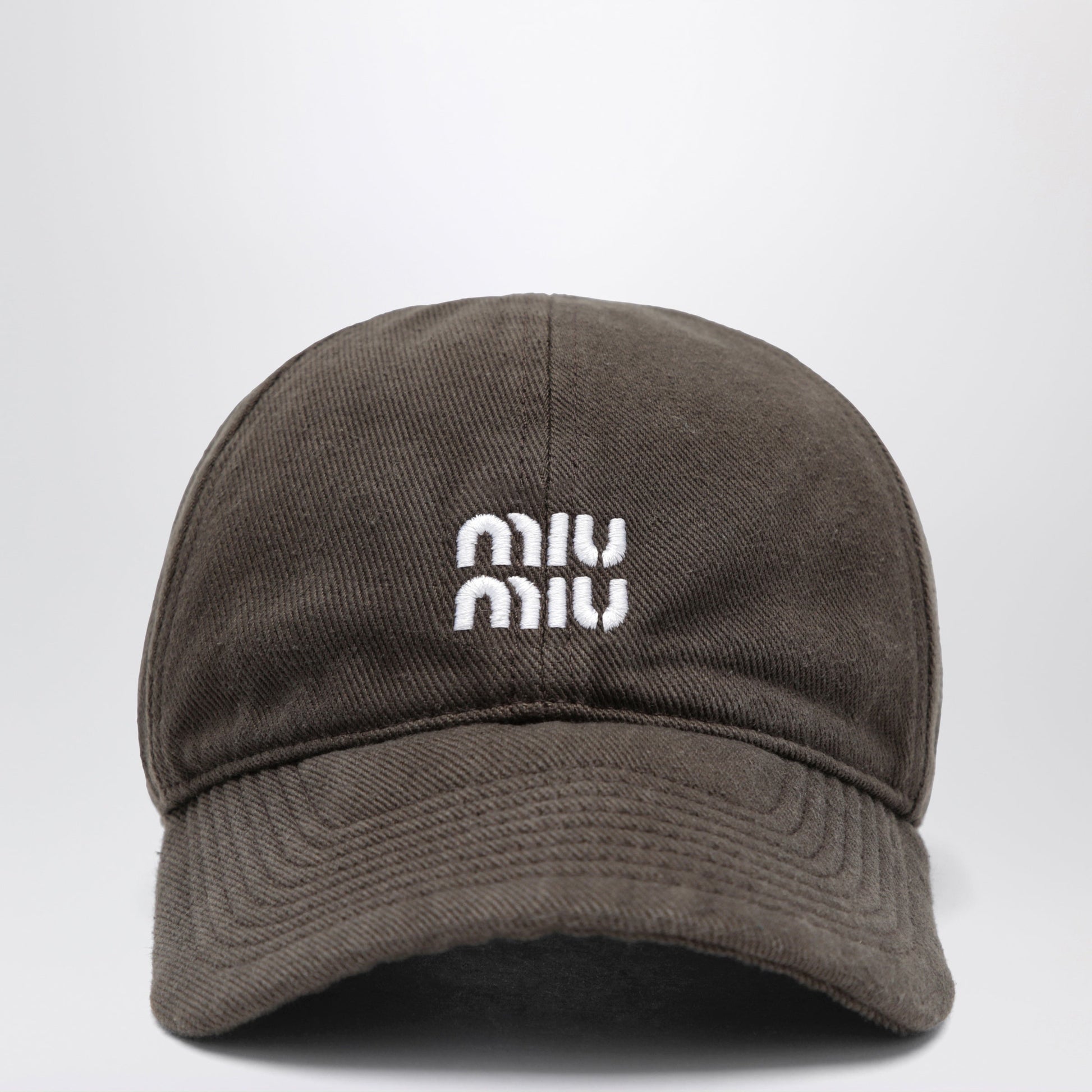 Miu Miu Washed Denim Baseball Cap In Dark Brown And Blue Women MIU MIU