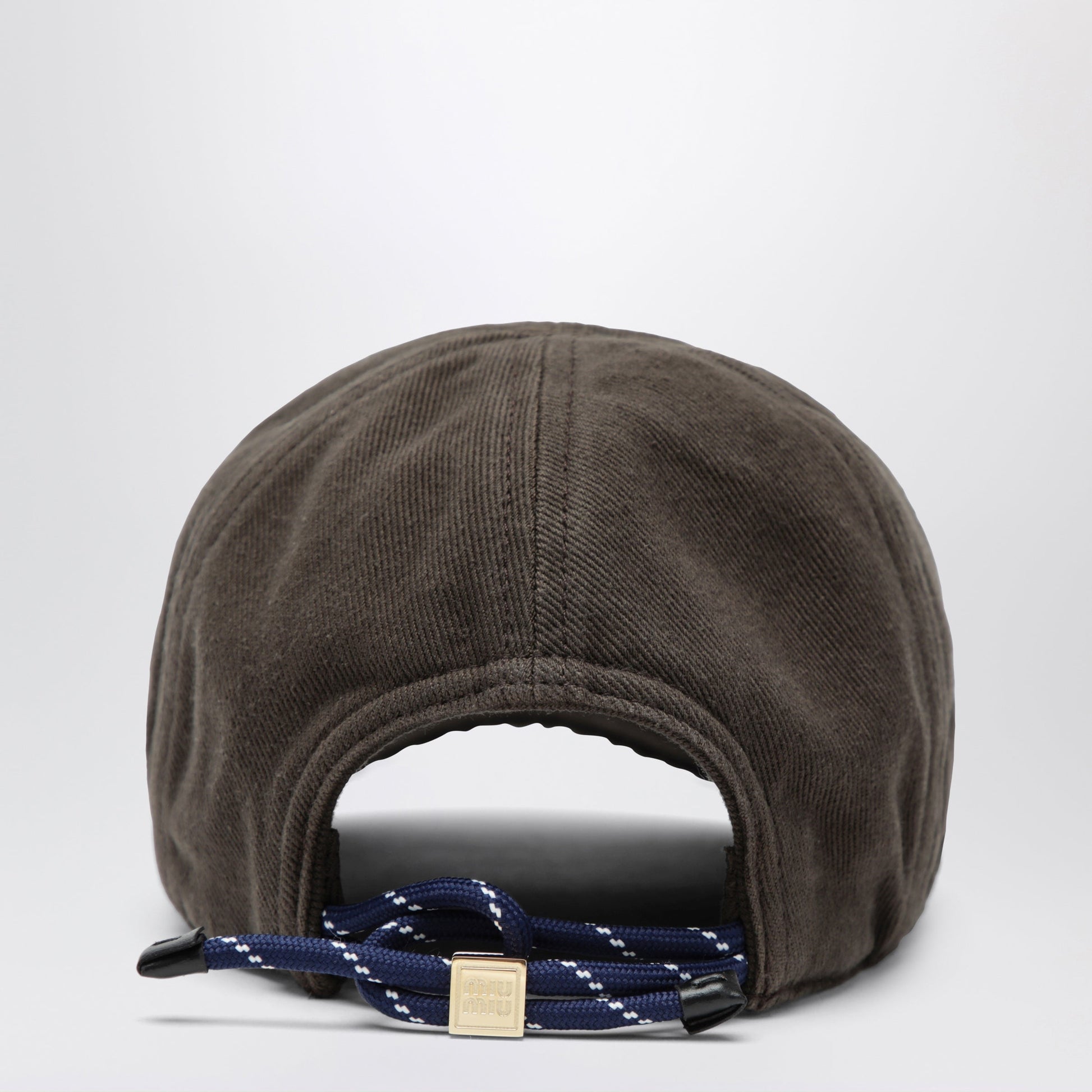 Miu Miu Washed Denim Baseball Cap In Dark Brown And Blue Women MIU MIU