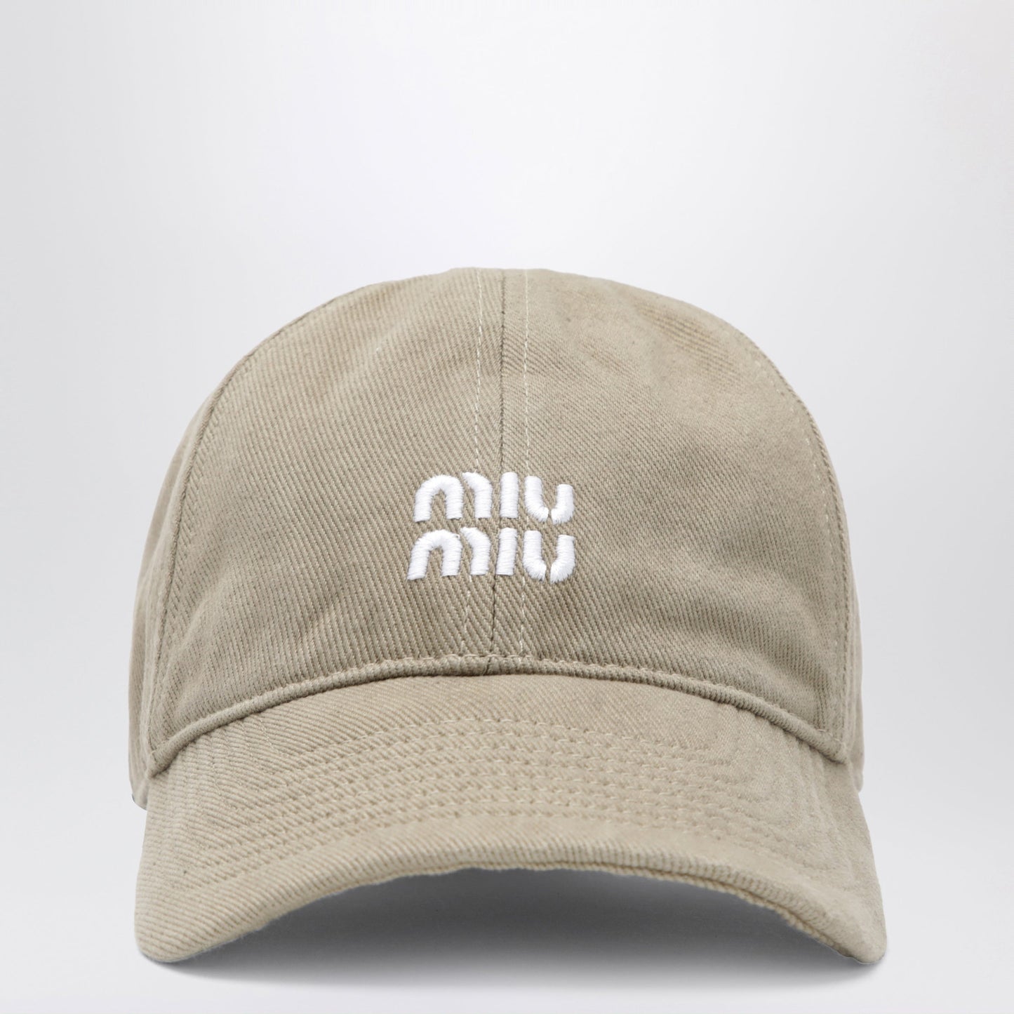 Miu Miu Washed Denim Baseball Cap In Beige And Burgundy Women MIU MIU