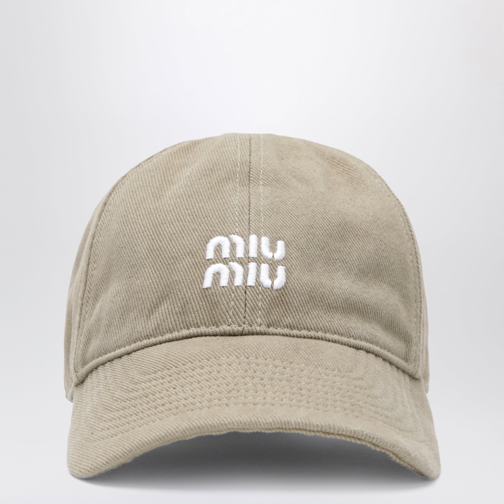 Miu Miu Washed Denim Baseball Cap In Beige And Burgundy Women MIU MIU