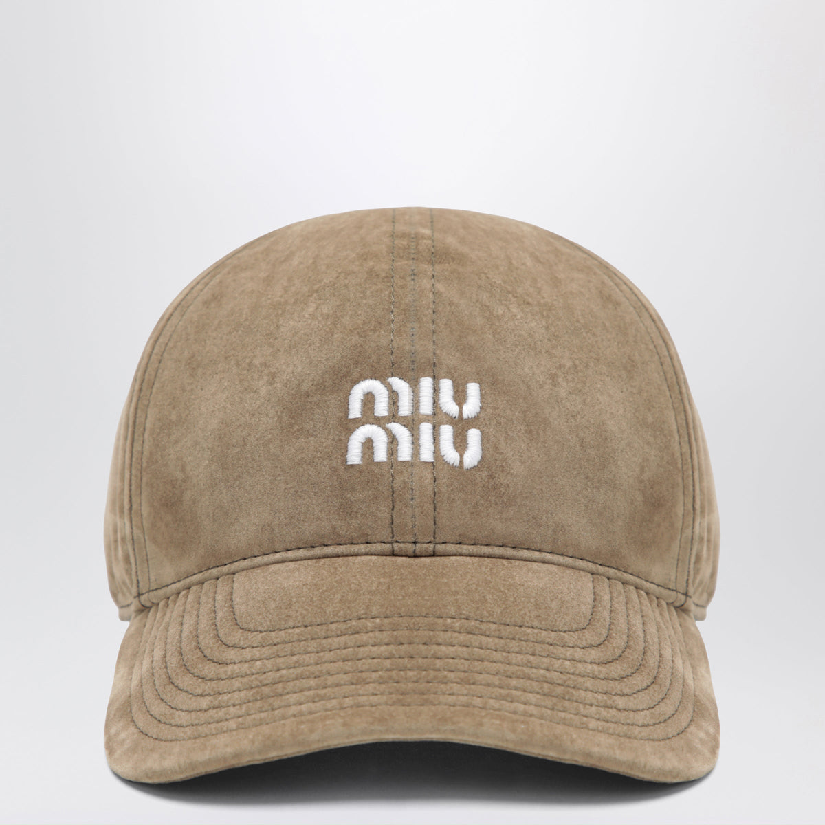 Miu Miu Sand And Black Cotton Baseball Cap Women MIU MIU