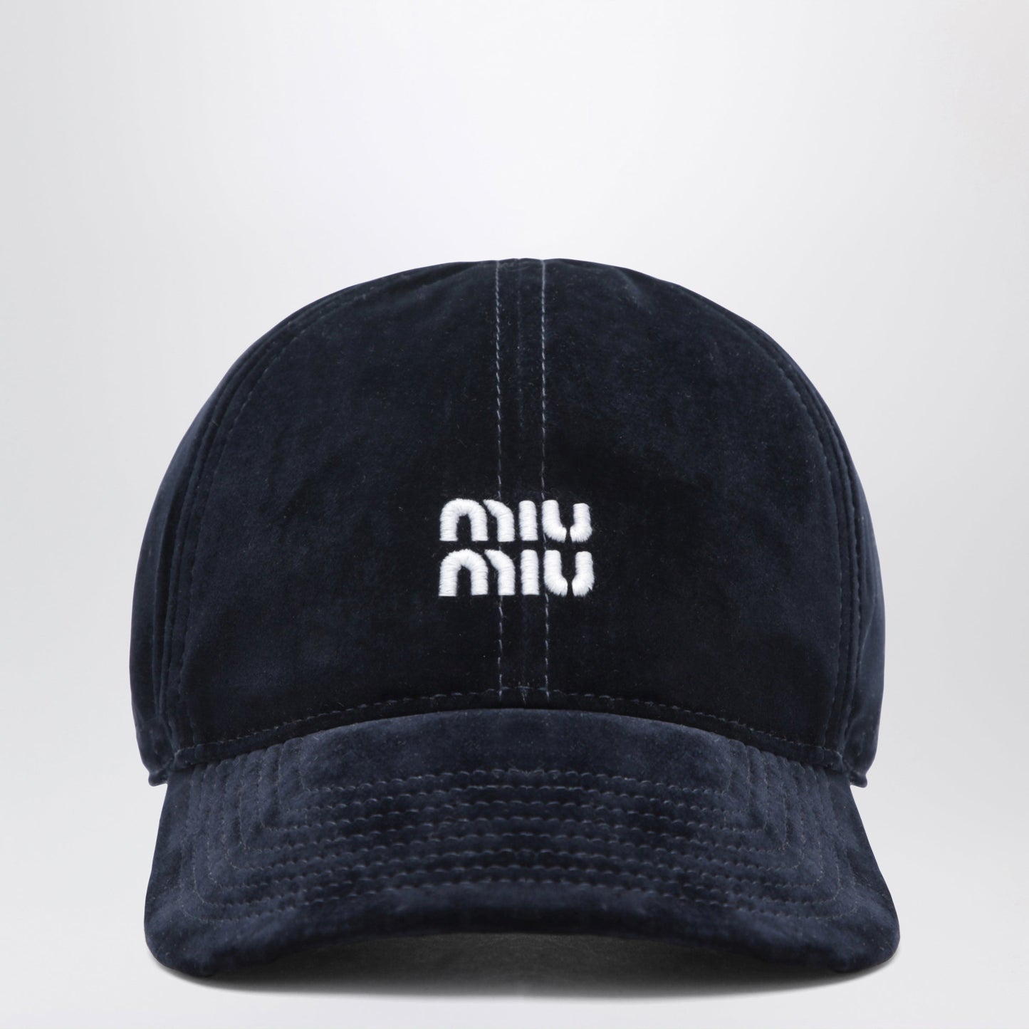 Miu Miu Blue And Black Velvet Baseball Hat Women MIU MIU